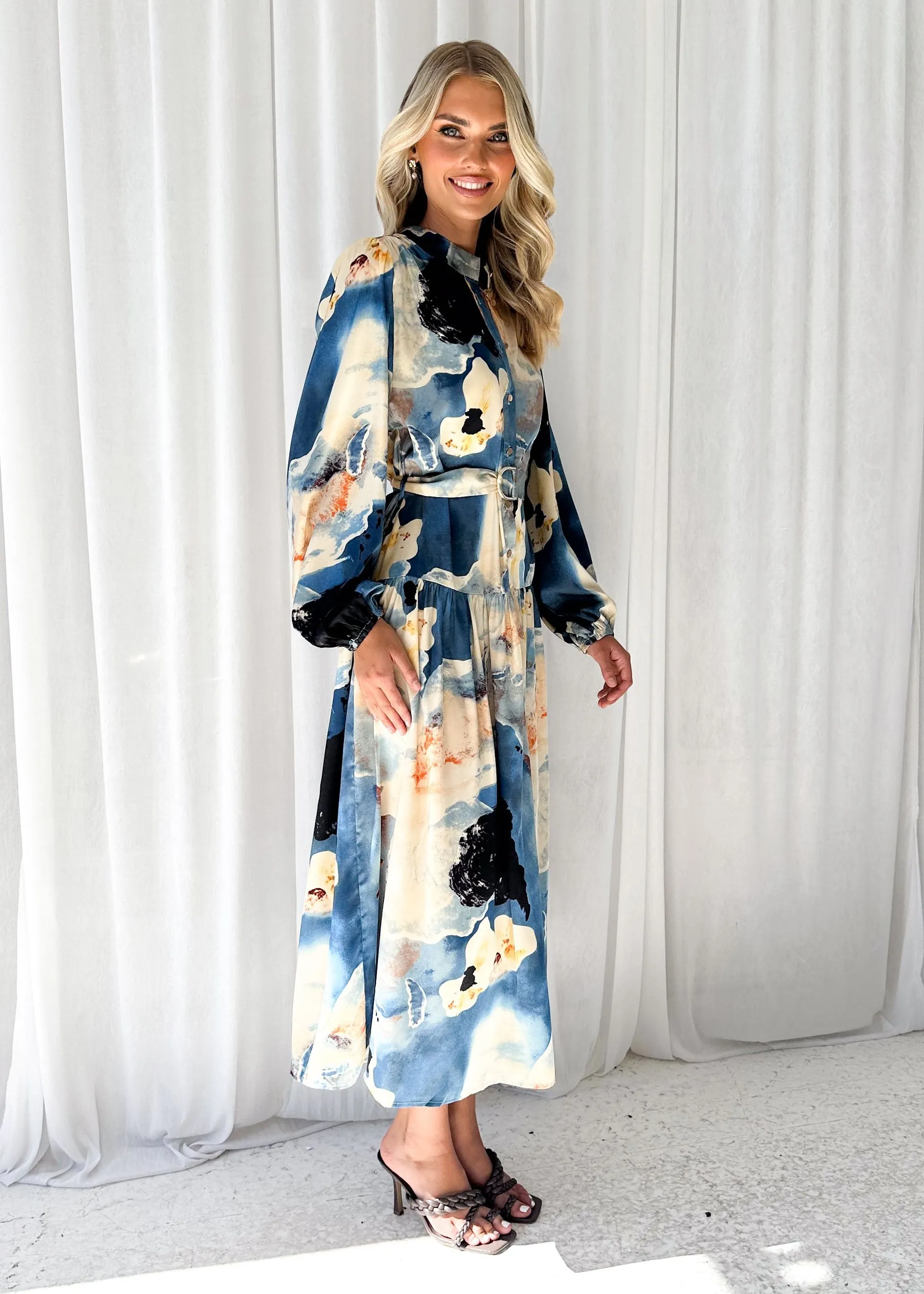 Sienna Midi Dress - Blue Marble sold by Gingham & Heels product image thumbnail 4