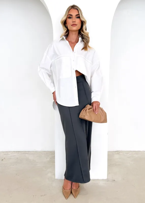 Corina Midi Skirt - Charcoal sold by Gingham & Heels