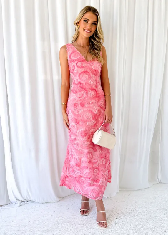 Cessie Midi Dress - Pink Flowers sold by Gingham & Heels