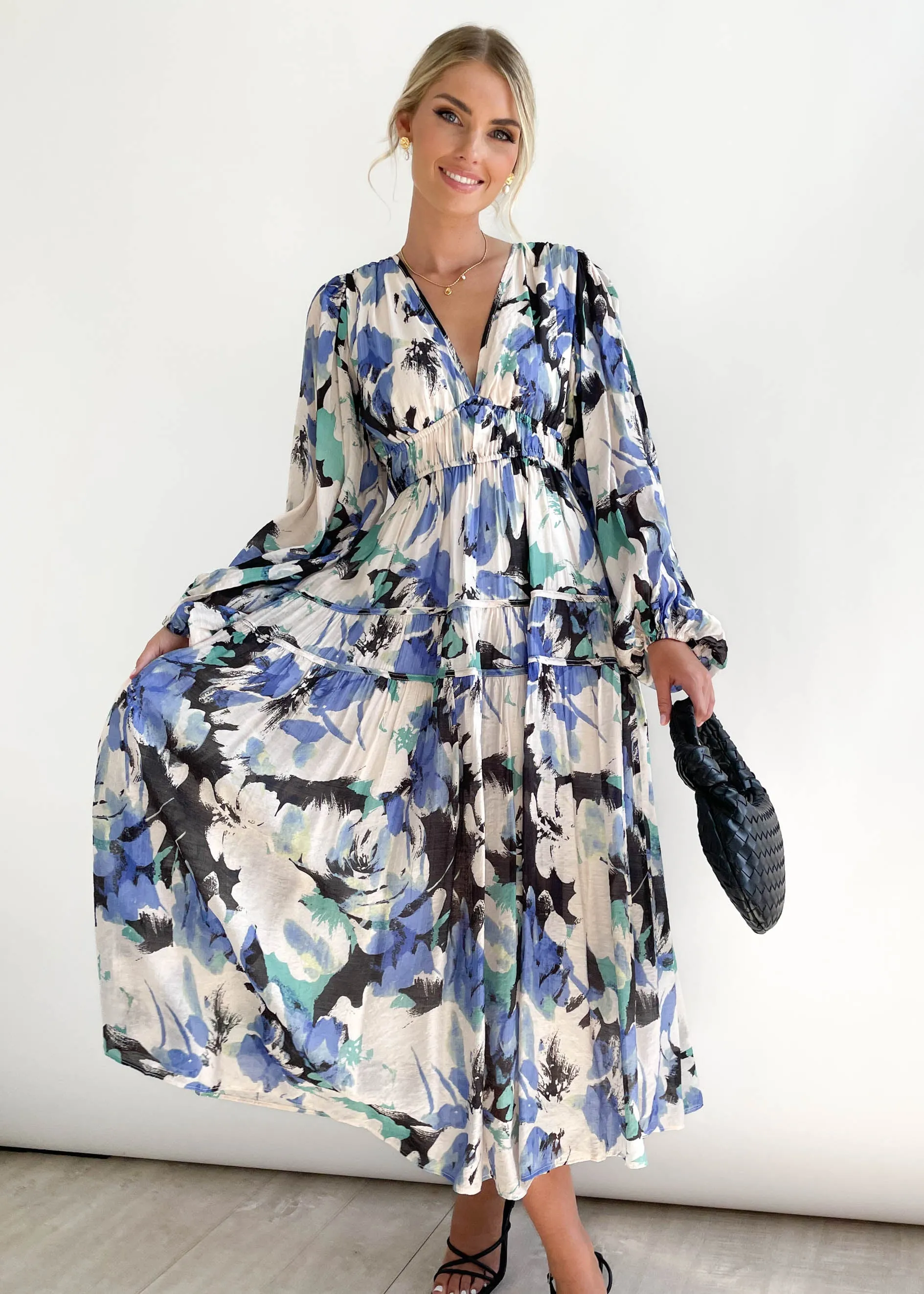 Alissah Midi Dress - Blue Splash sold by Gingham & Heels