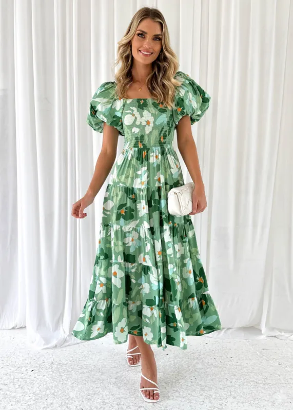 Yariska Midi Dress - Green sold by Gingham & Heels