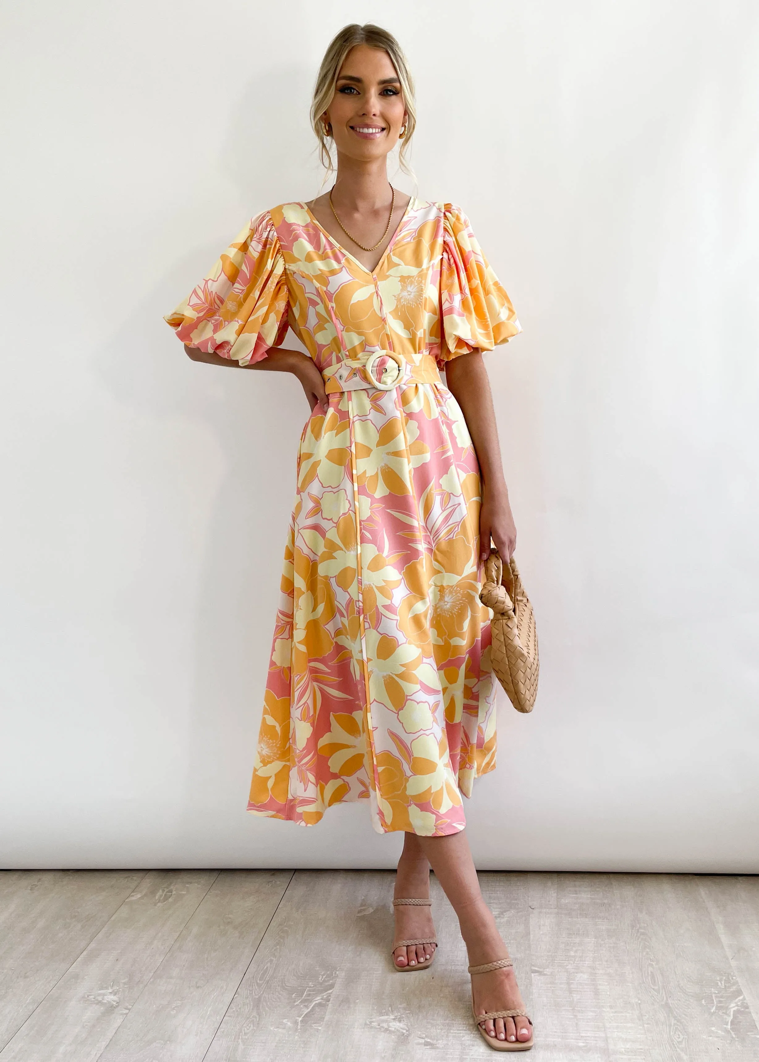 Andie Midi Dress - Peach Calypso sold by Gingham & Heels product image thumbnail 3
