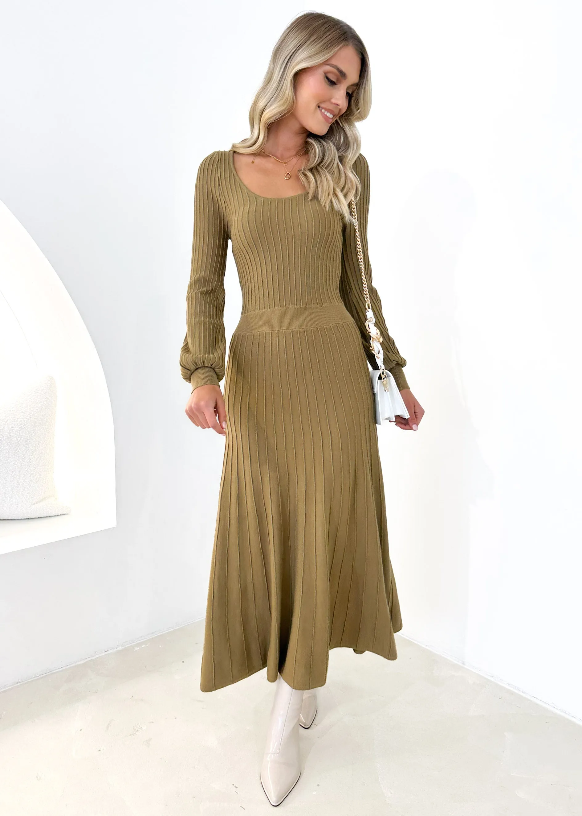 Orlah Knit Midi Dress - Moss Green sold by Gingham & Heels product image thumbnail 3