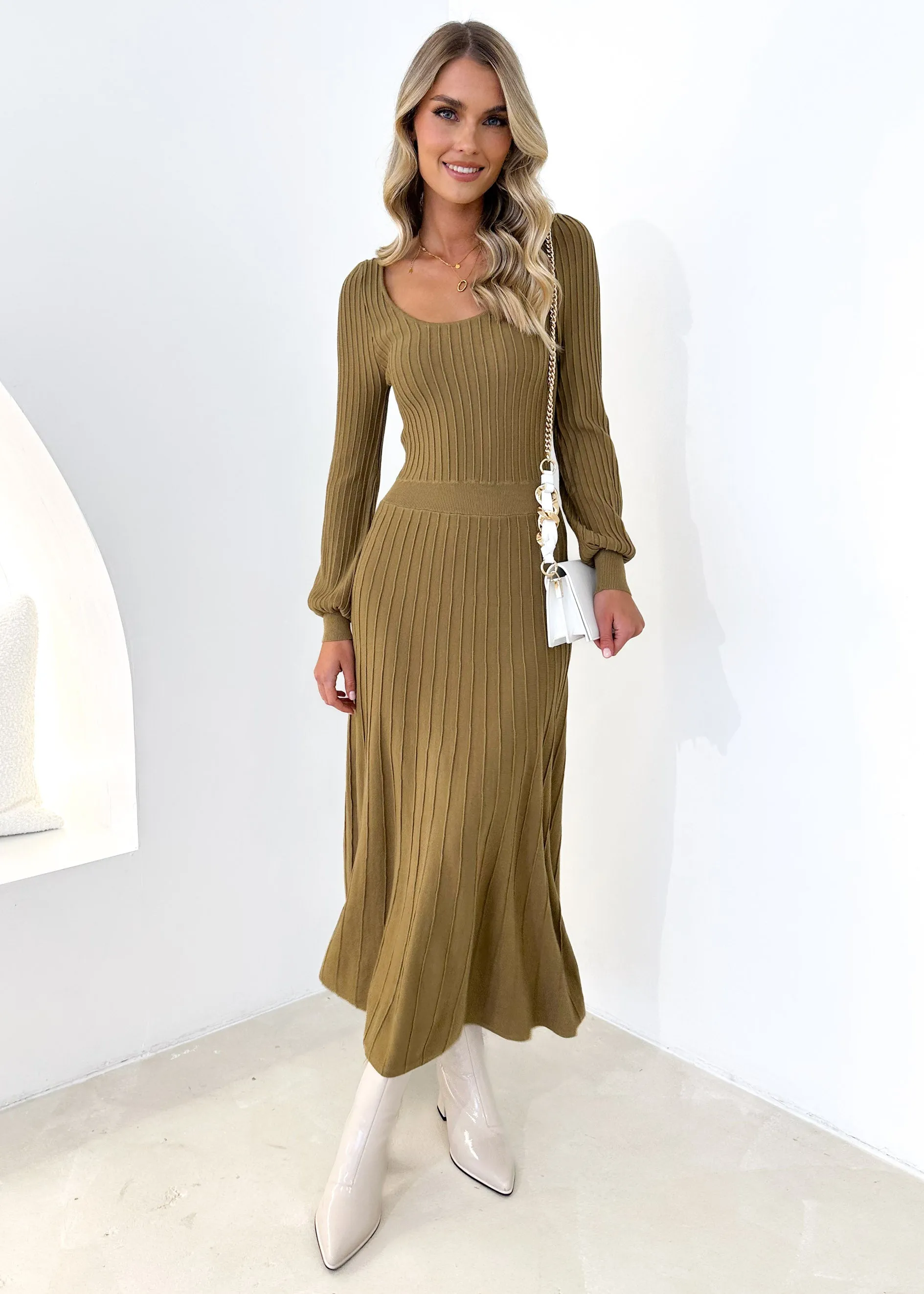 Orlah Knit Midi Dress - Moss Green sold by Gingham & Heels product image thumbnail 5