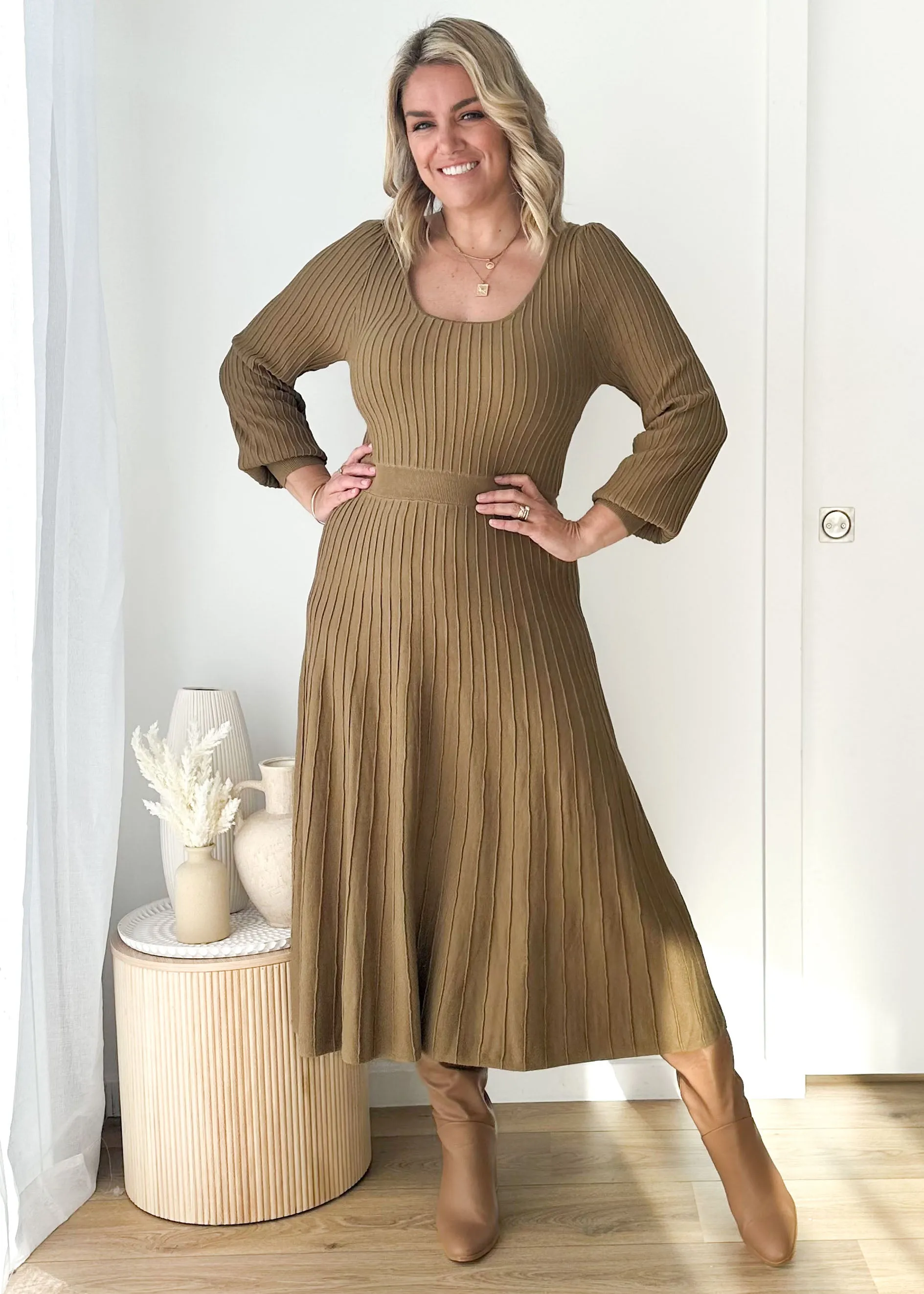 Orlah Knit Midi Dress - Moss Green sold by Gingham & Heels product image thumbnail 2