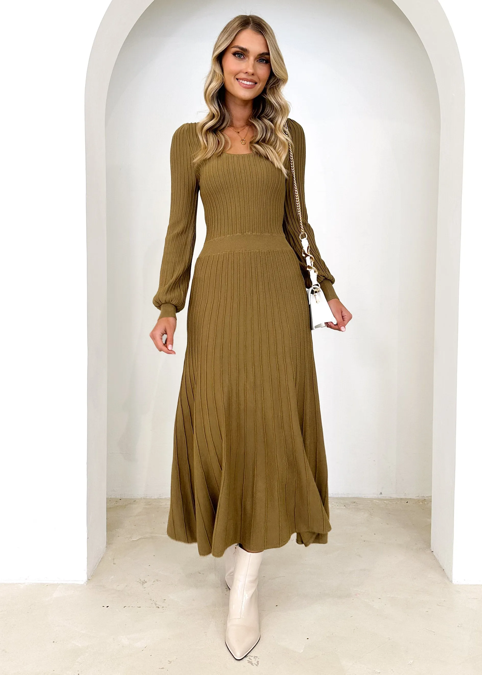 Orlah Knit Midi Dress - Moss Green sold by Gingham & Heels