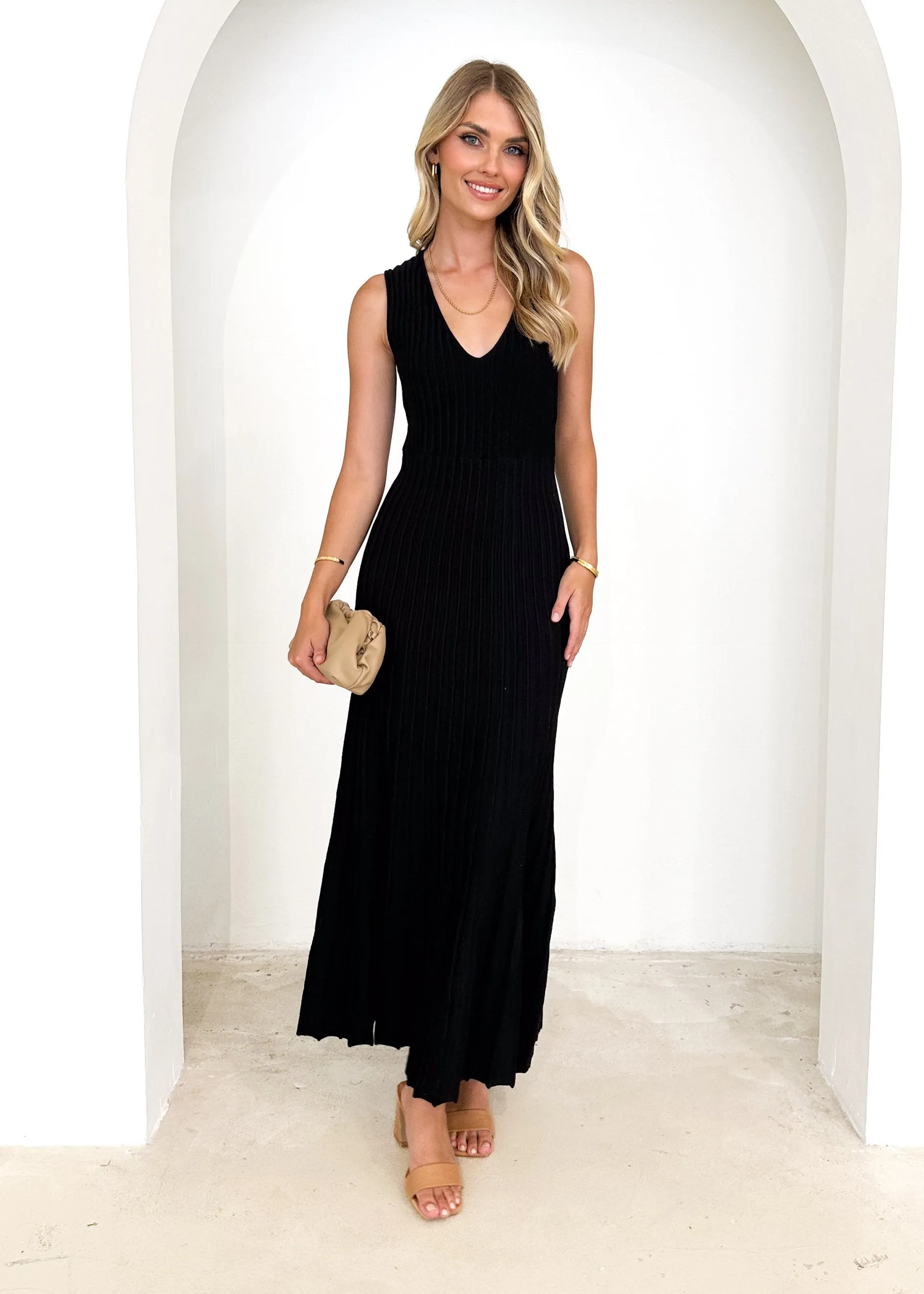 Lola Knit Maxi Dress - Black sold by Gingham & Heels product image thumbnail 3
