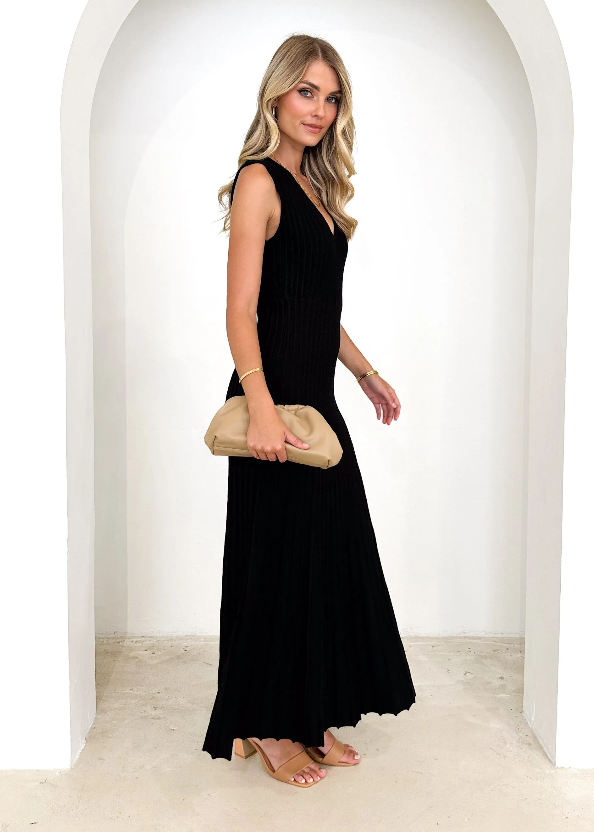 Lola Knit Maxi Dress - Black sold by Gingham & Heels product image thumbnail 4
