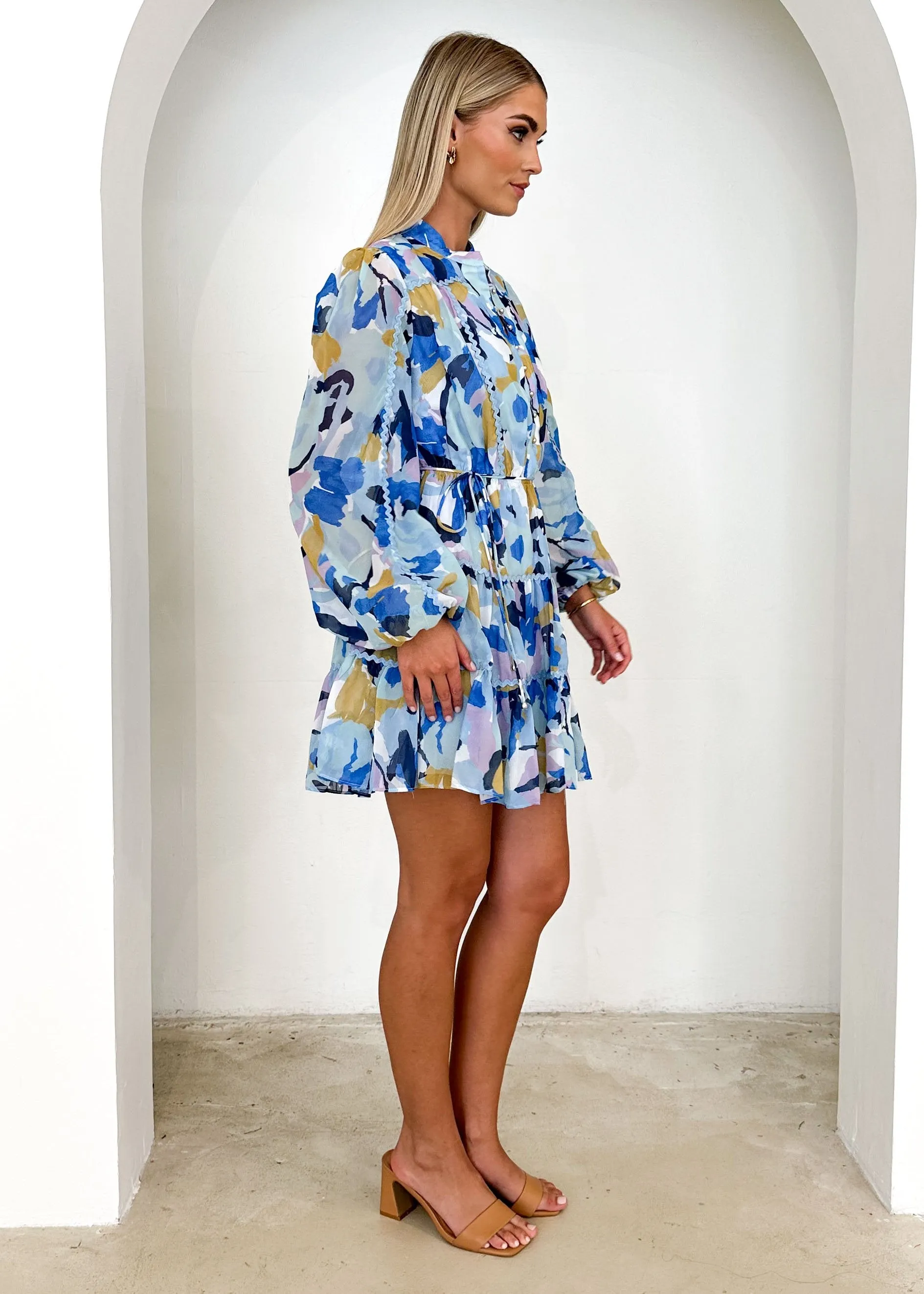 Deltra Dress - Blue Abstract sold by Gingham & Heels product image thumbnail 4