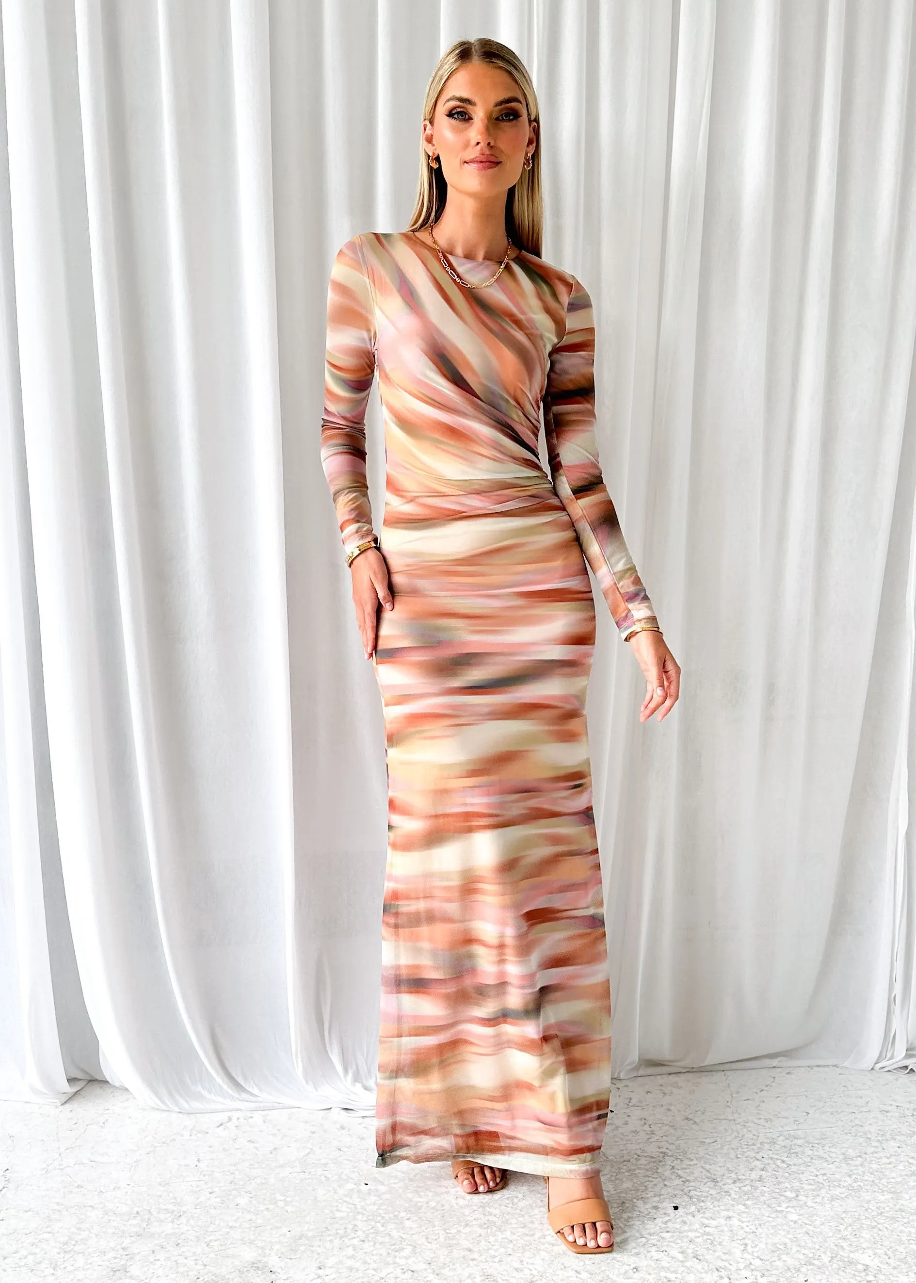 Azerio Mesh Maxi Dress - Sandstorm sold by Gingham & Heels product image thumbnail 3