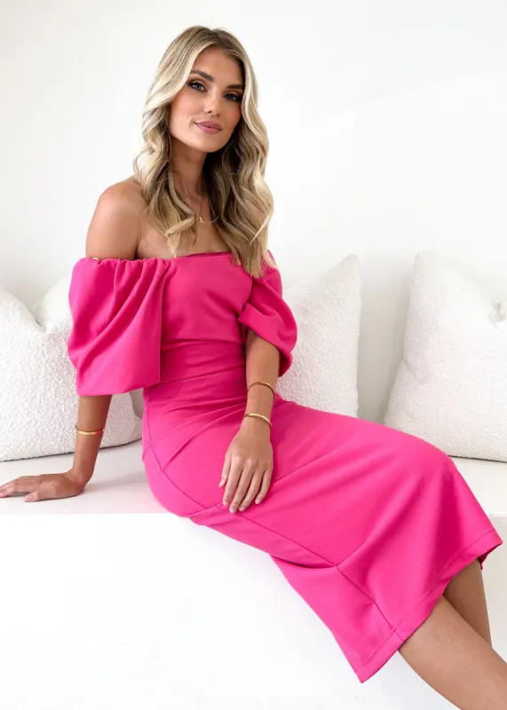 Gemima Midi Dress - Pink sold by Gingham & Heels