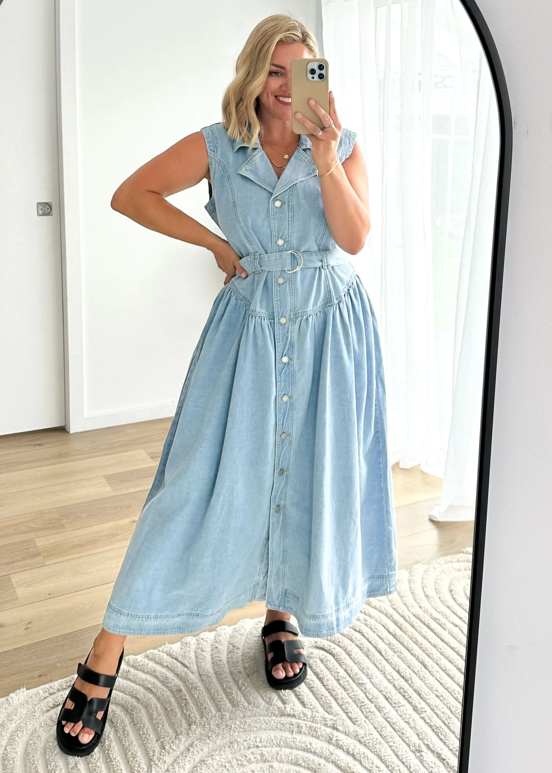 Leilain Denim Midi Dress - Light Blue sold by Gingham & Heels product image thumbnail 4