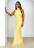 Ezra Halter Maxi Dress - Banana sold by Gingham & Heels