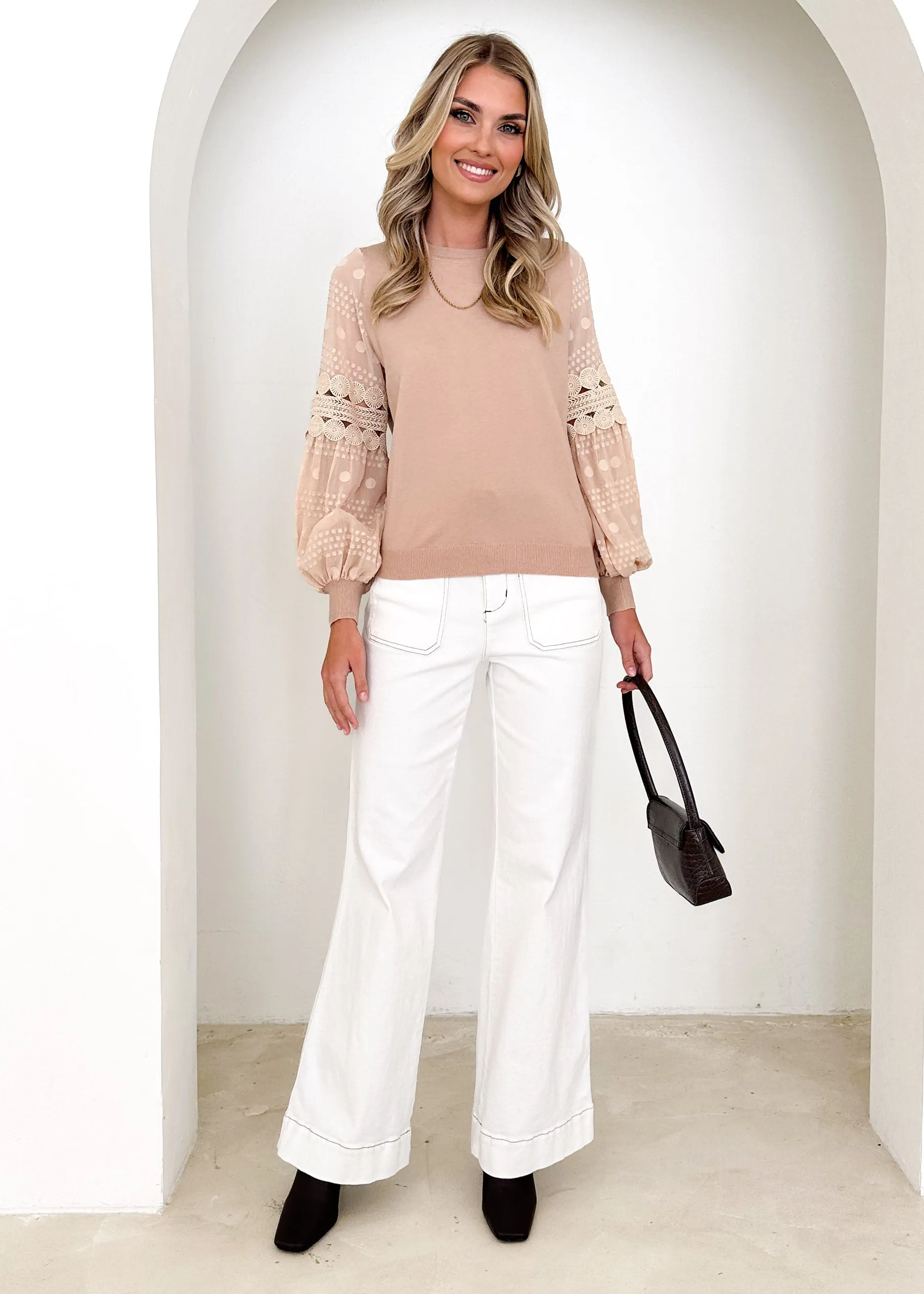 Zoea Knit Top - Beige sold by Gingham & Heels product image thumbnail 3