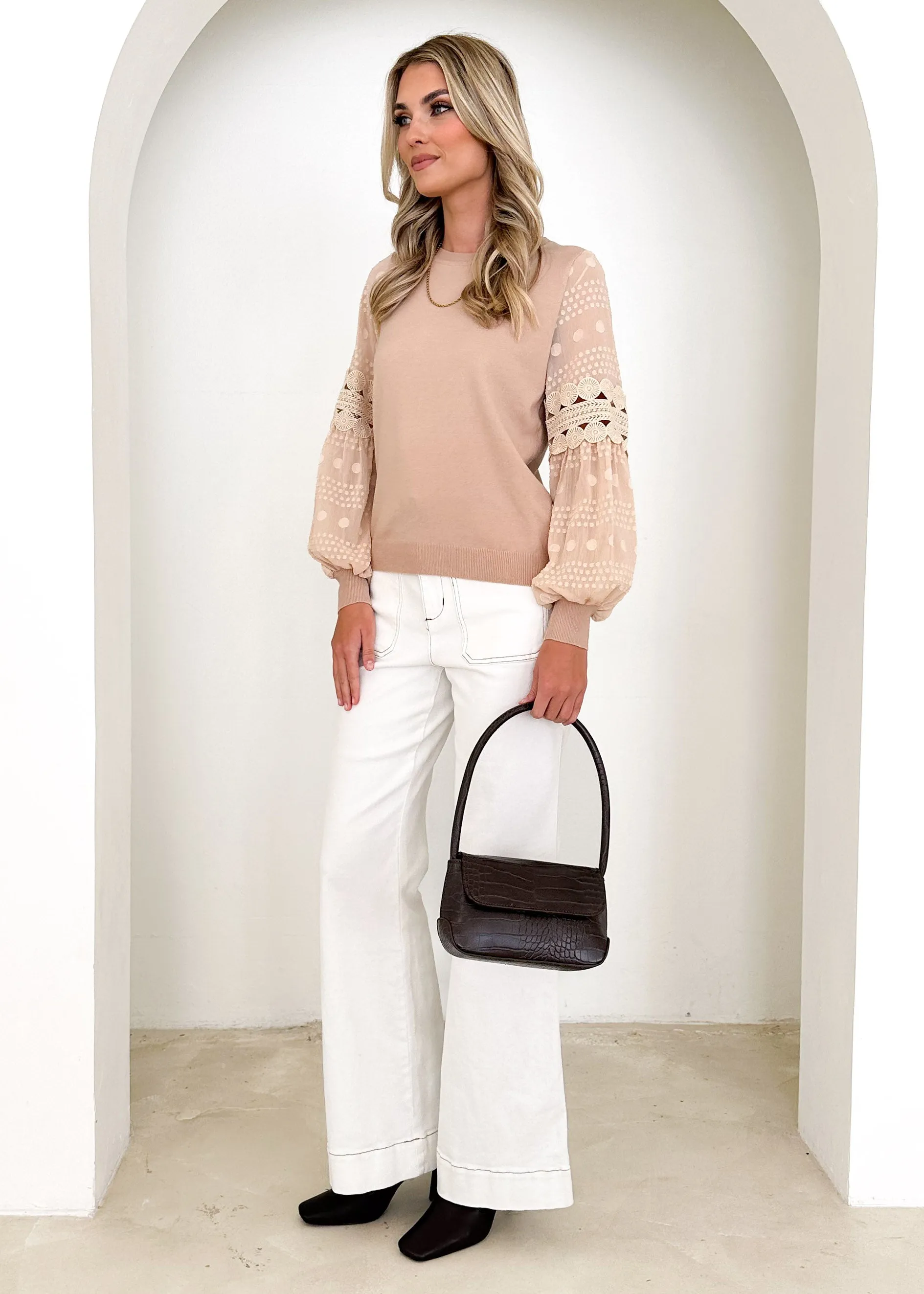 Zoea Knit Top - Beige sold by Gingham & Heels product image thumbnail 4