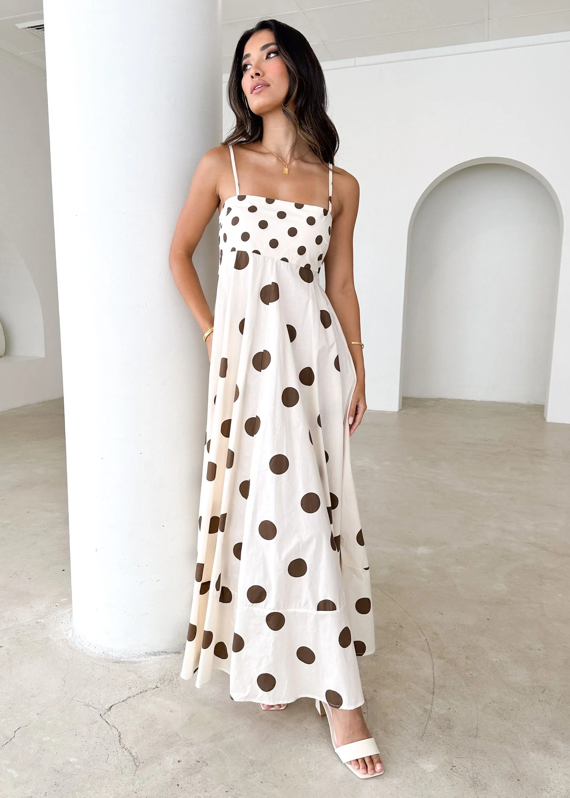 Elide Maxi Dress - Choc Polka sold by Gingham & Heels product image thumbnail 3