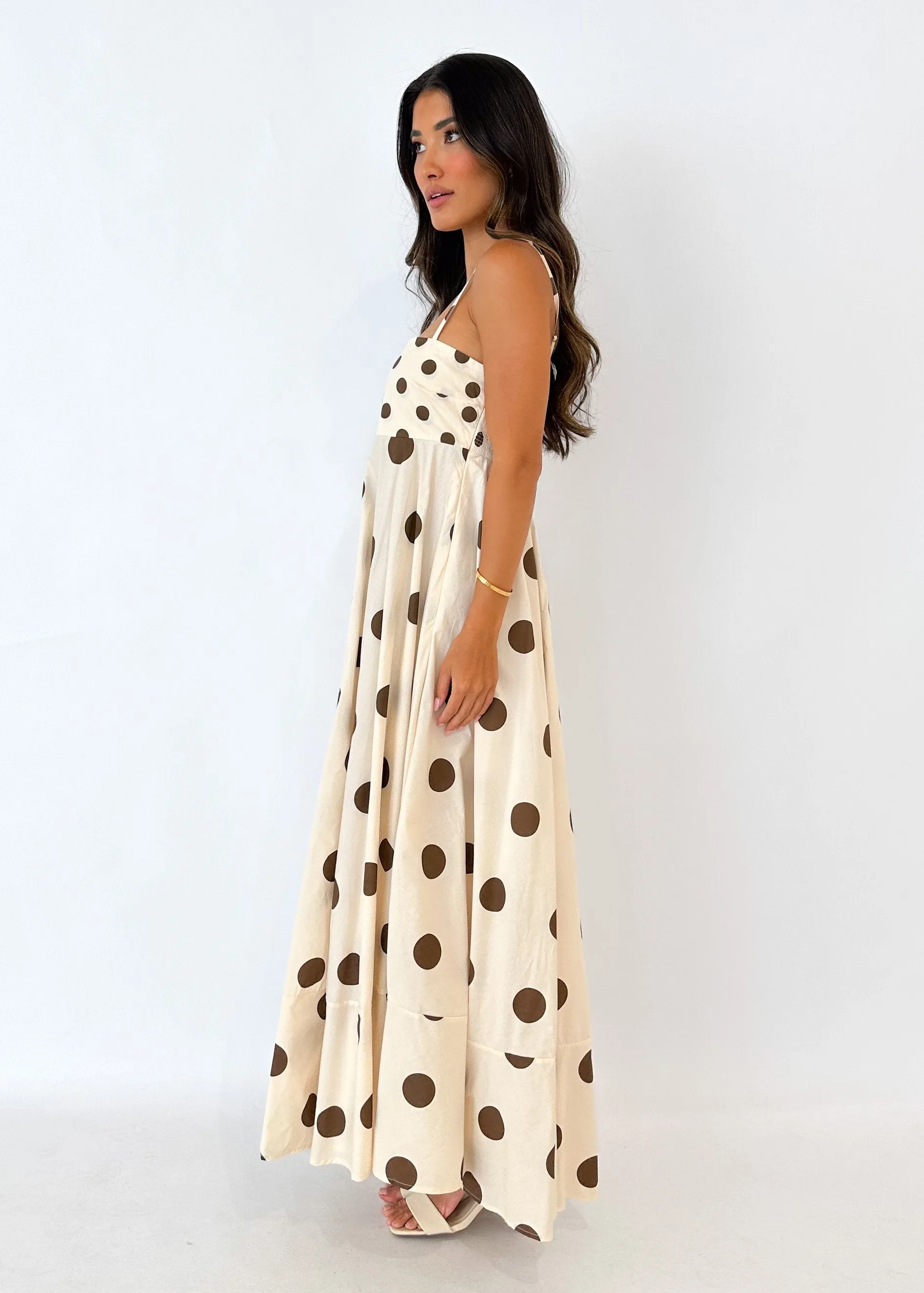 Elide Maxi Dress - Choc Polka sold by Gingham & Heels product image thumbnail 4