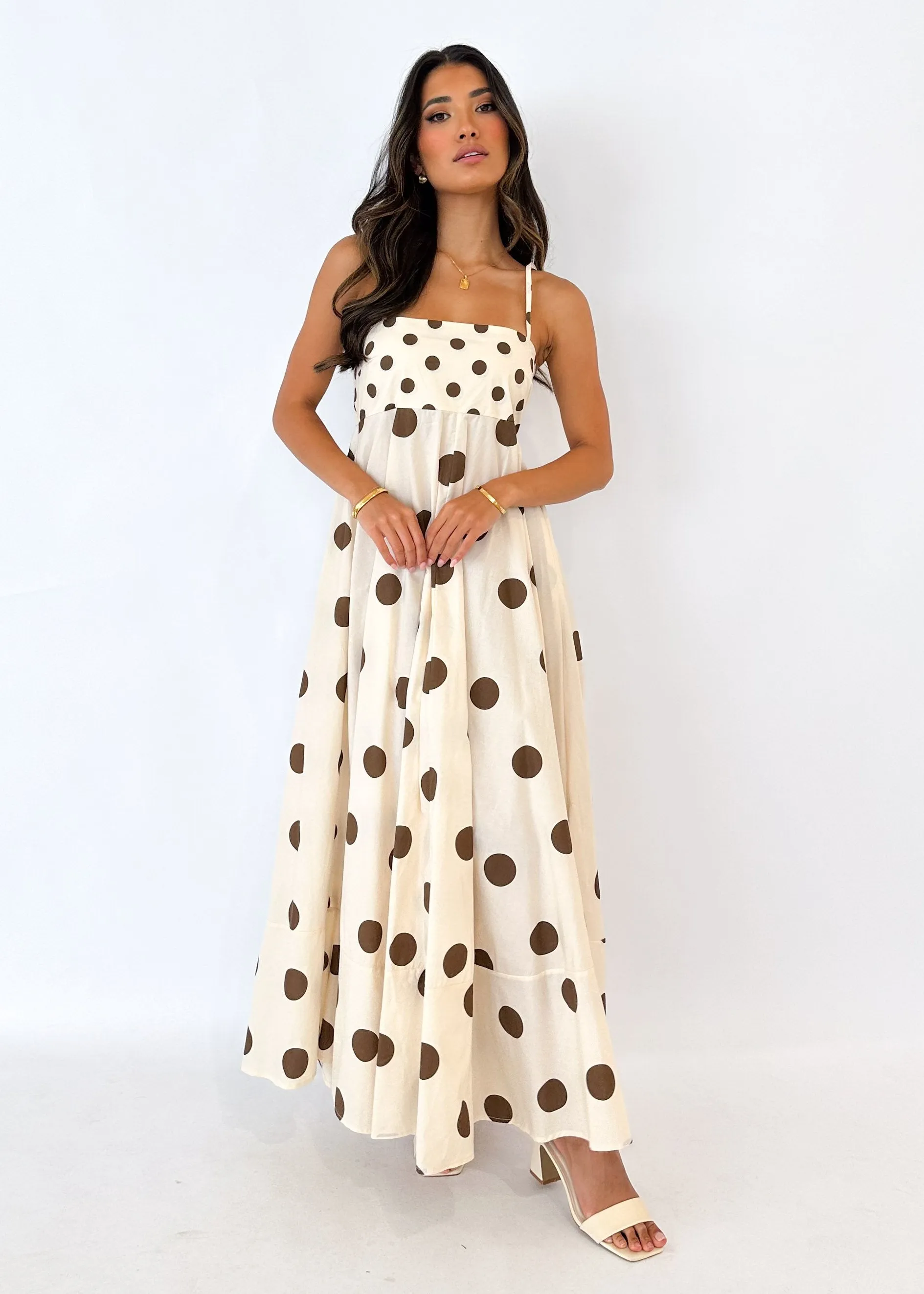 Elide Maxi Dress - Choc Polka sold by Gingham & Heels product image thumbnail 2