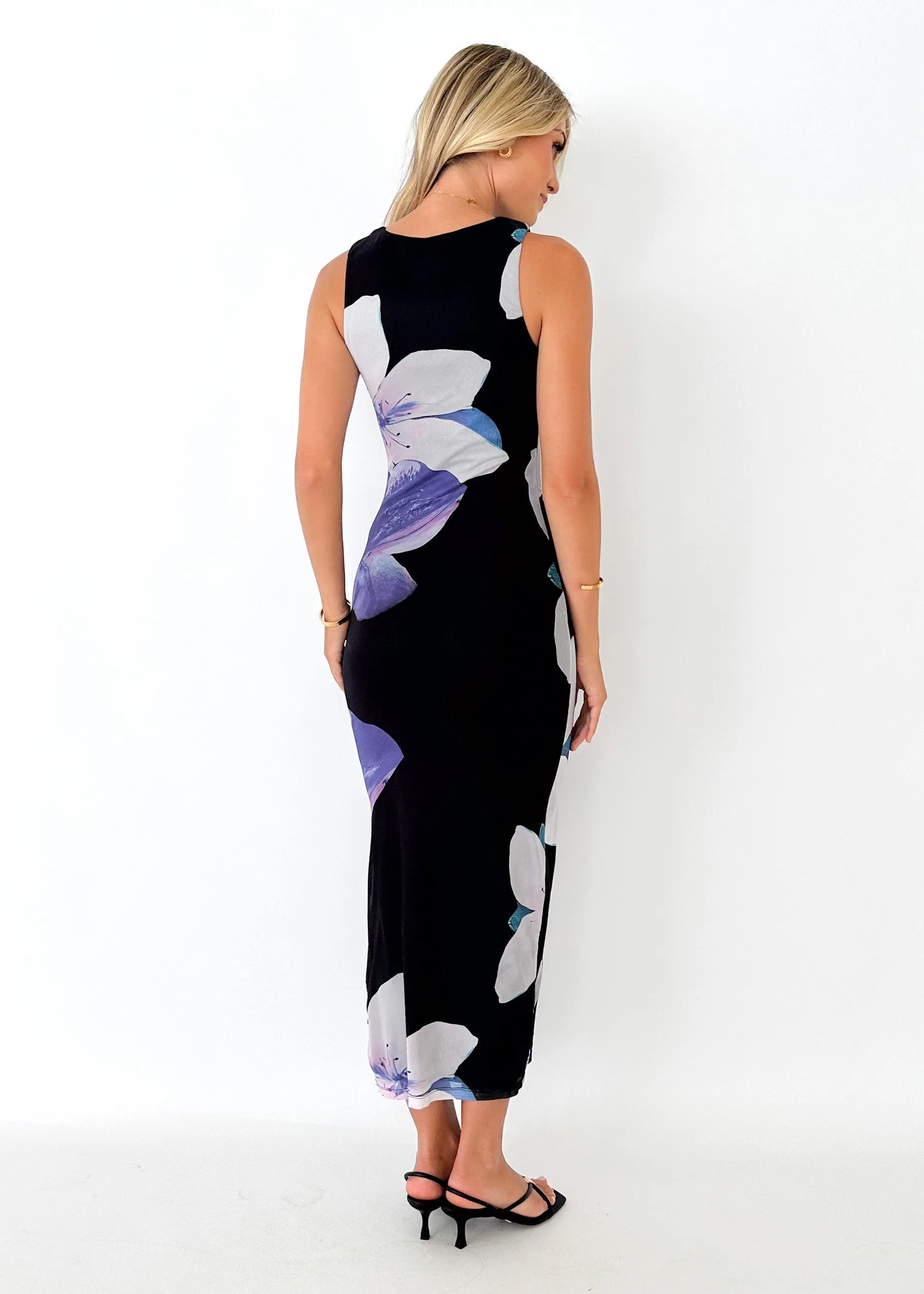 Tillia Mesh Maxi Dress - Black Flowers sold by Gingham & Heels product image thumbnail 5