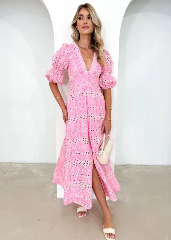Obella Maxi Dress - Pink Anglaise sold by Gingham & Heels