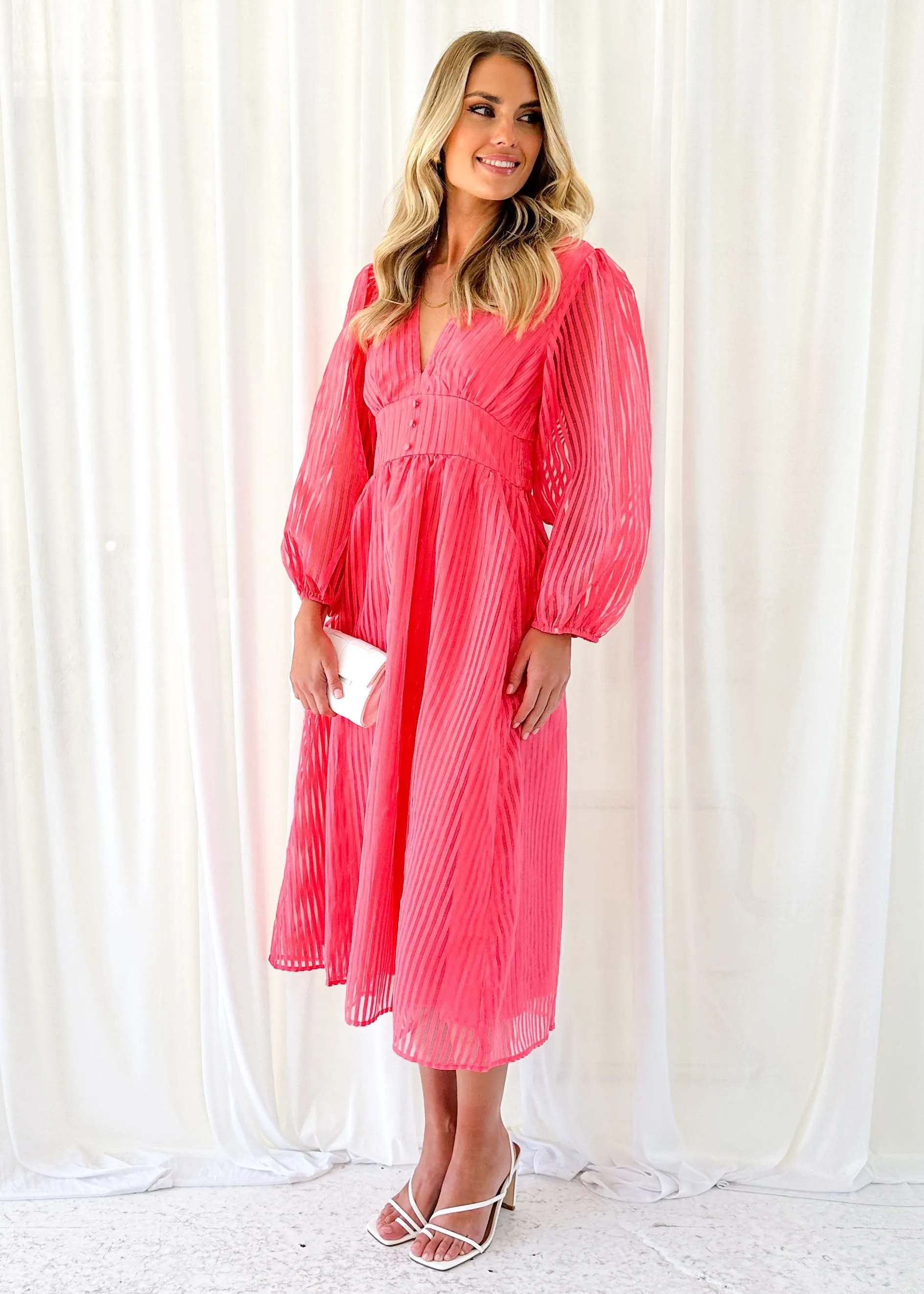 Chessie Midi Dress - Coral sold by Gingham & Heels product image thumbnail 5