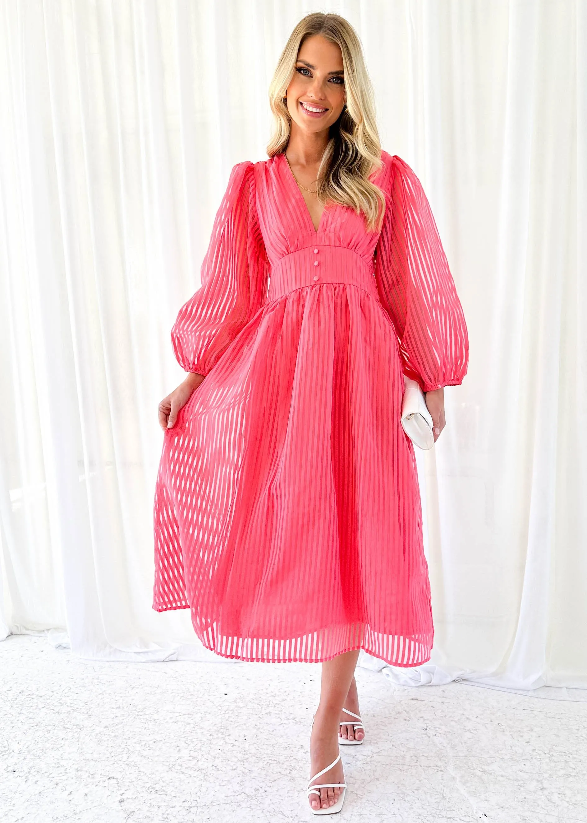 Chessie Midi Dress - Coral sold by Gingham & Heels product image thumbnail 3