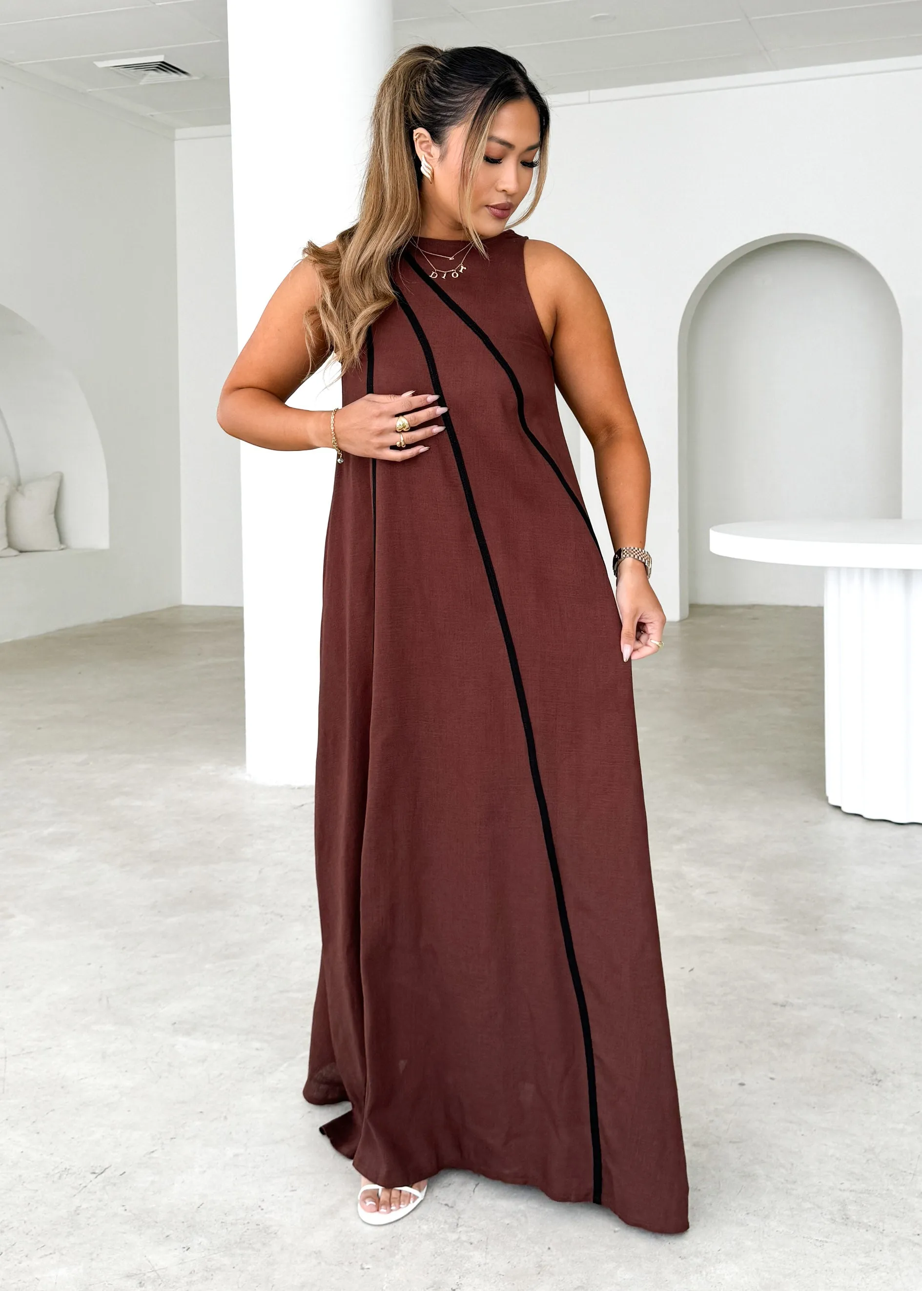 Eclairi Maxi Dress - Chocolate sold by Gingham & Heels product image thumbnail 3