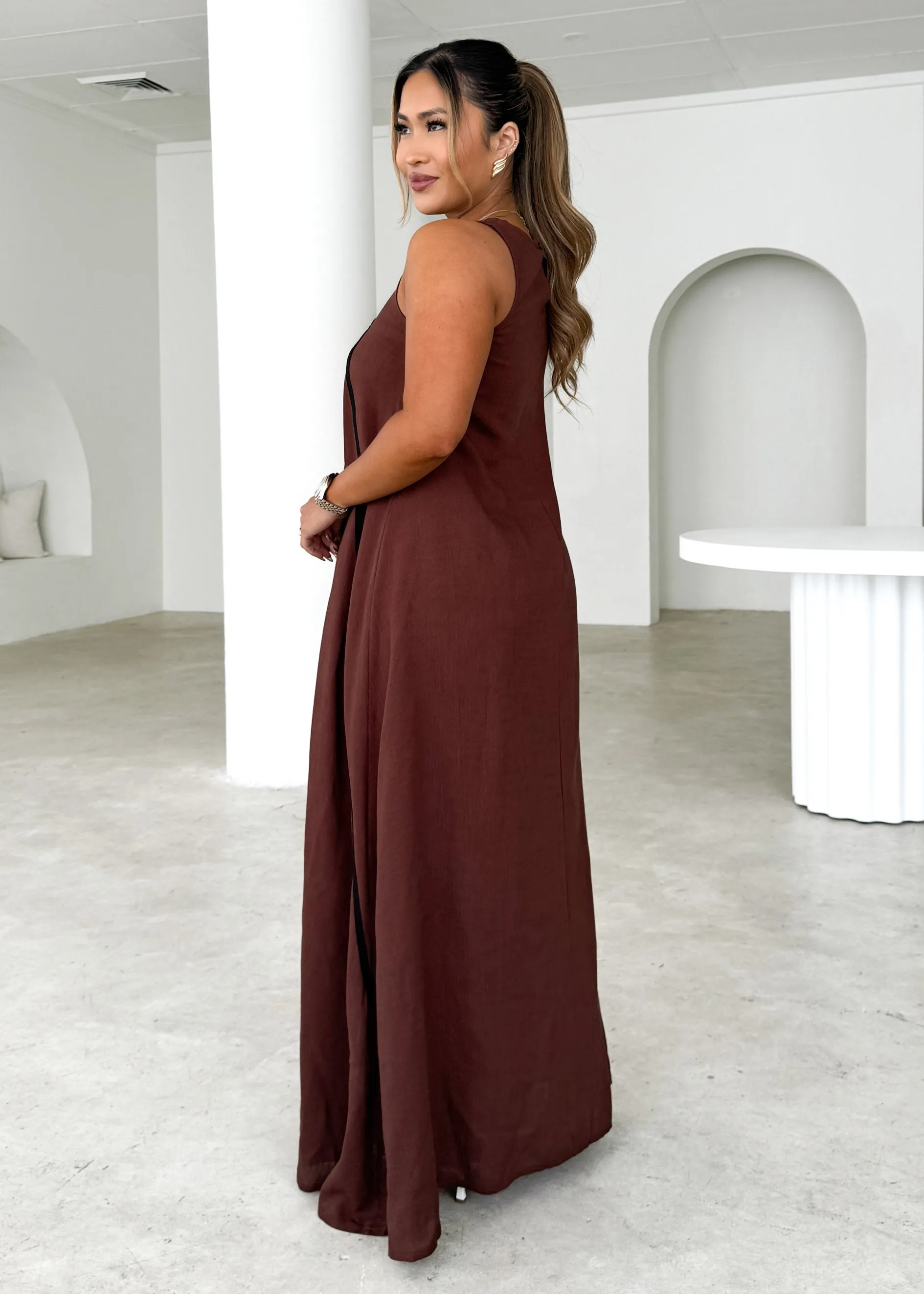 Eclairi Maxi Dress - Chocolate sold by Gingham & Heels product image thumbnail 4