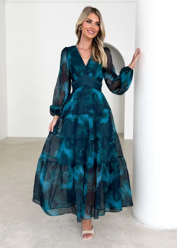 Mayella Maxi Dress - Deep Lagoon sold by Gingham & Heels