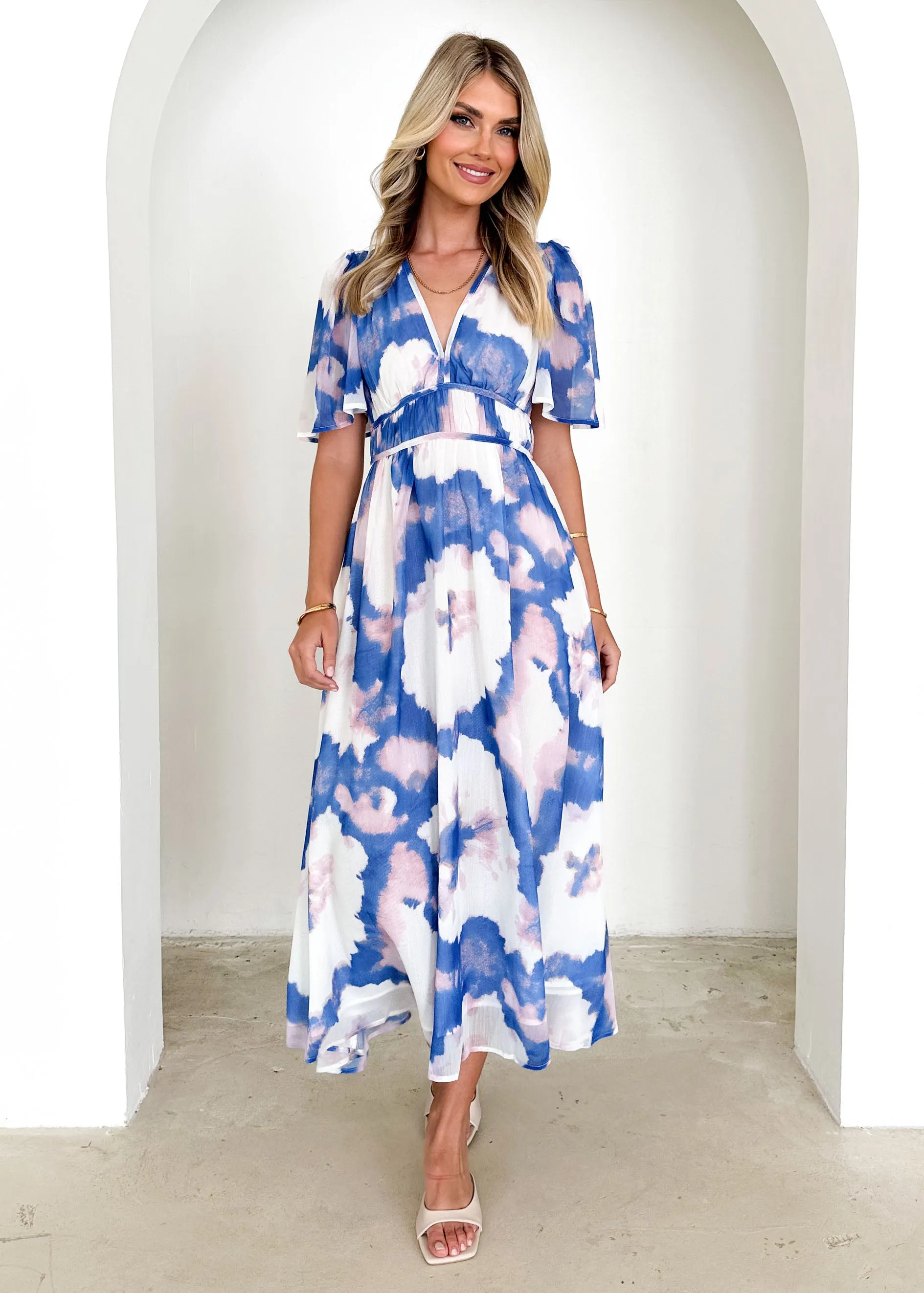 Innika Maxi Dress - Indigo Watercolour sold by Gingham & Heels product image thumbnail 3