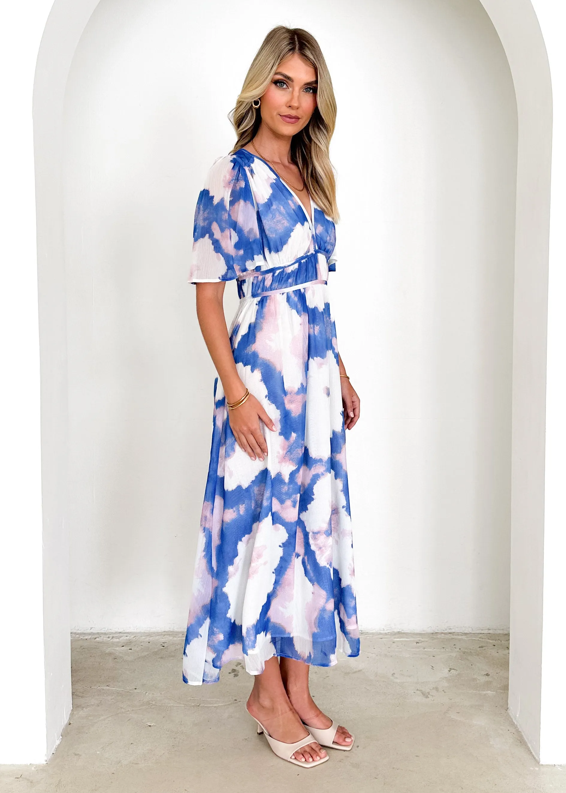 Innika Maxi Dress - Indigo Watercolour sold by Gingham & Heels product image thumbnail 4