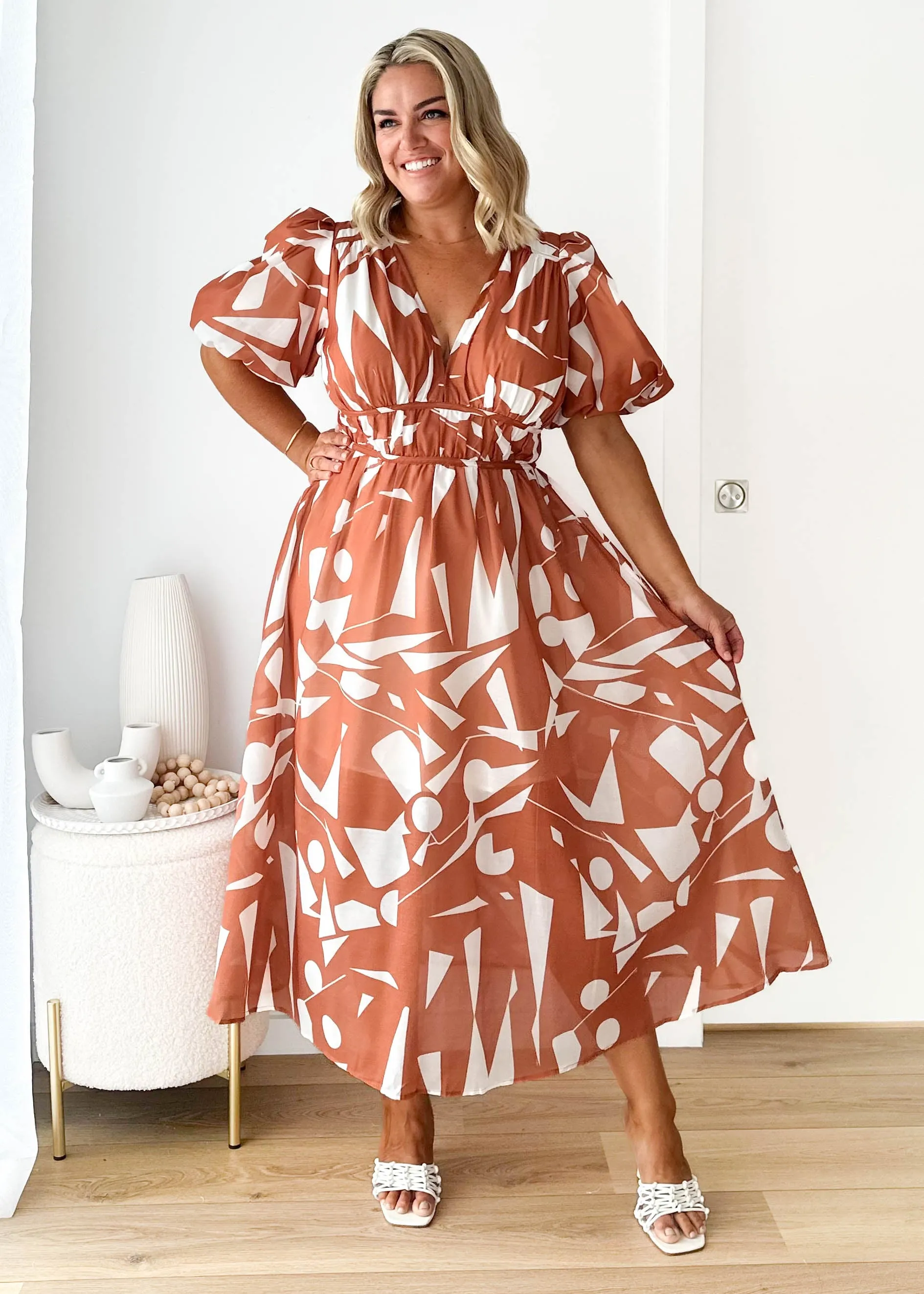 Zanette Midi Dress - Tuscan Geo sold by Gingham & Heels product image thumbnail 2