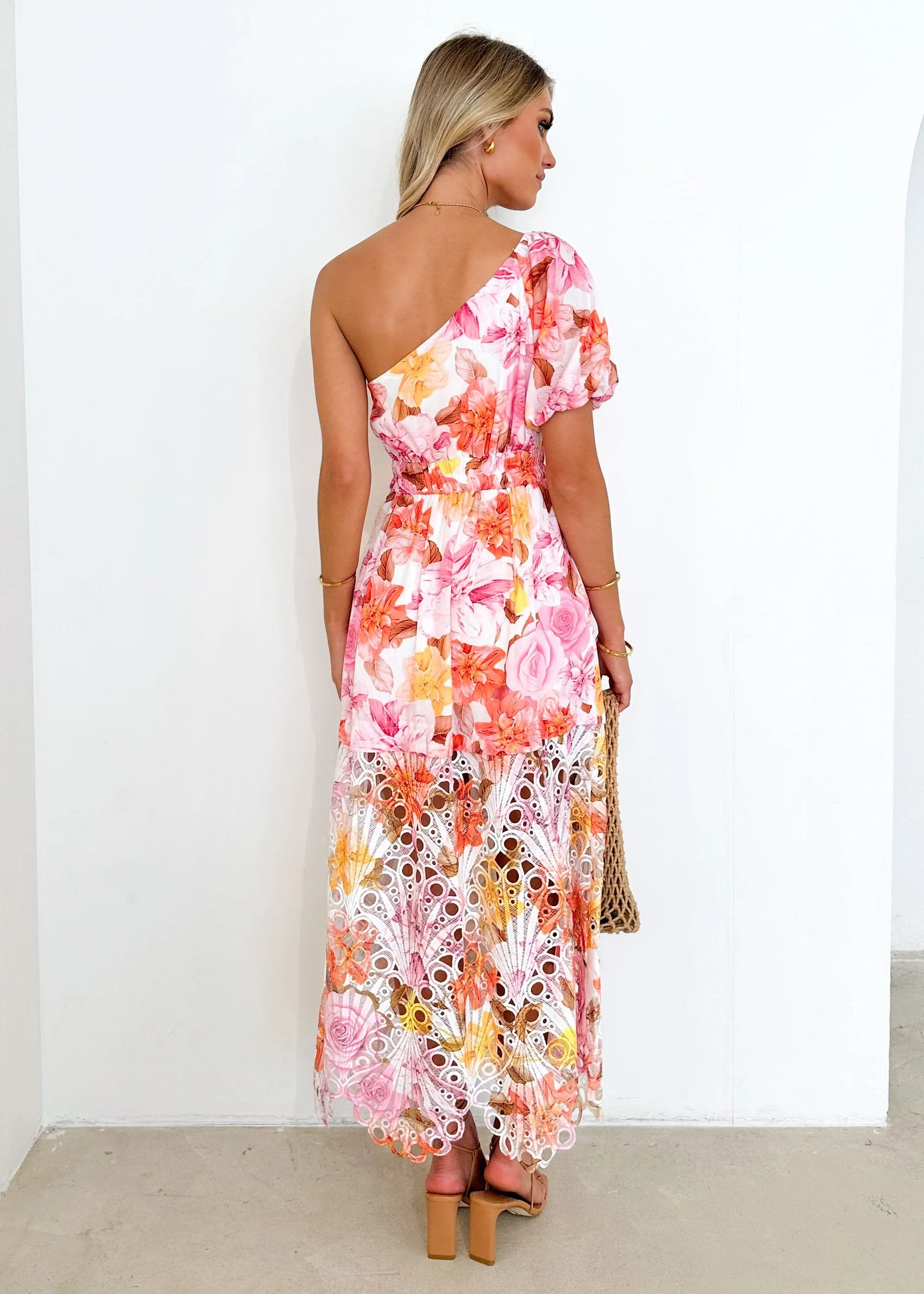 Pova One Shoulder Midi Dress - Pink Floral sold by Gingham & Heels product image thumbnail 5