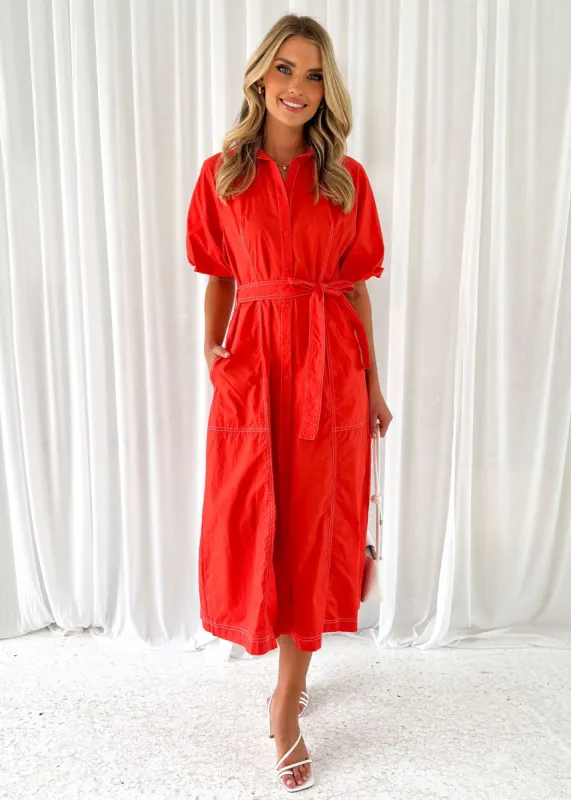 Allore Midi Dress - Scarlet sold by Gingham & Heels