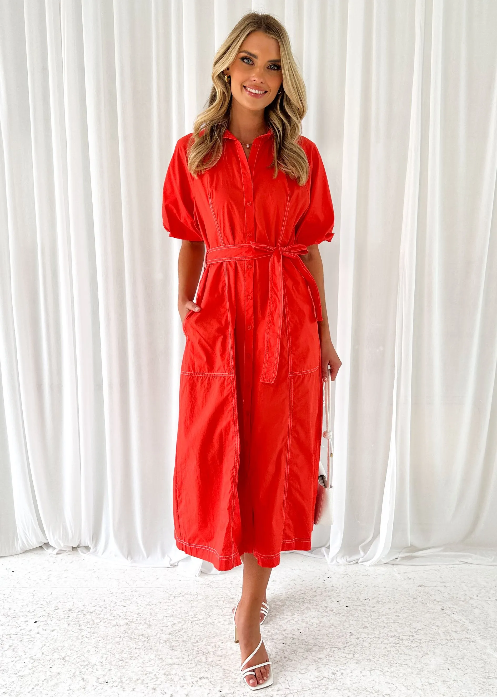 Allore Midi Dress - Scarlet sold by Gingham & Heels