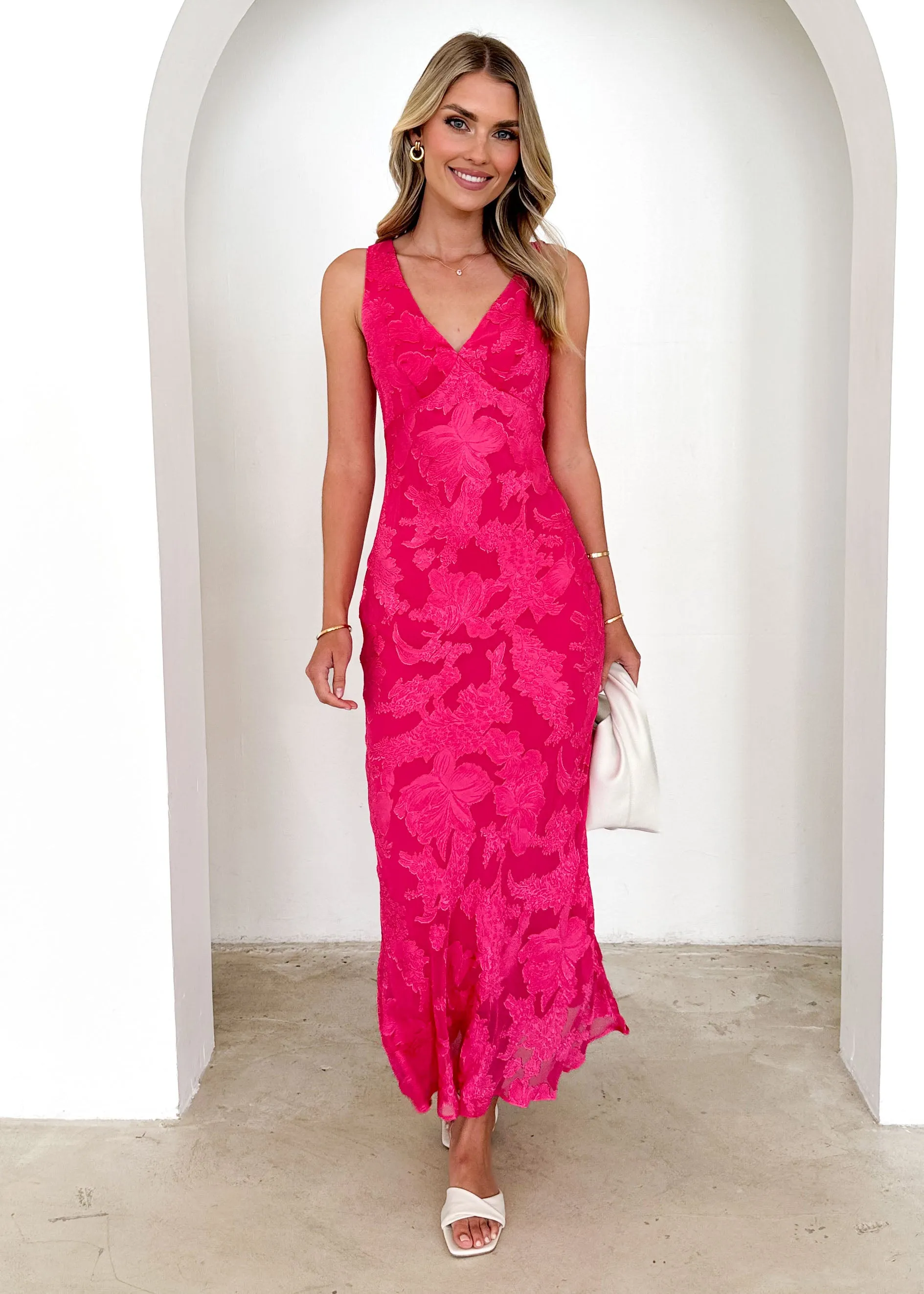 Delfina Maxi Dress - Magenta Lace sold by Gingham & Heels product image thumbnail 3