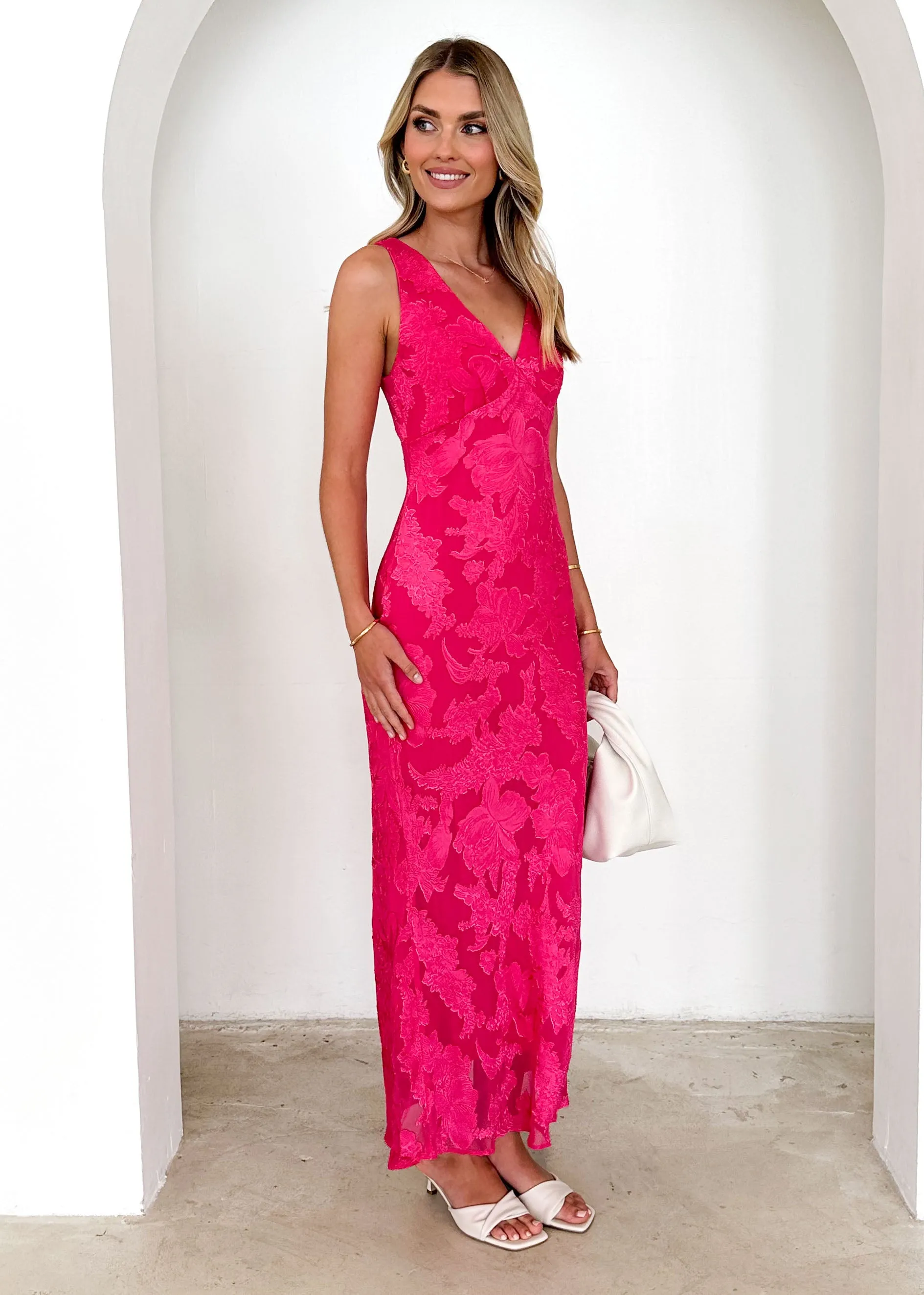 Delfina Maxi Dress - Magenta Lace sold by Gingham & Heels product image thumbnail 4