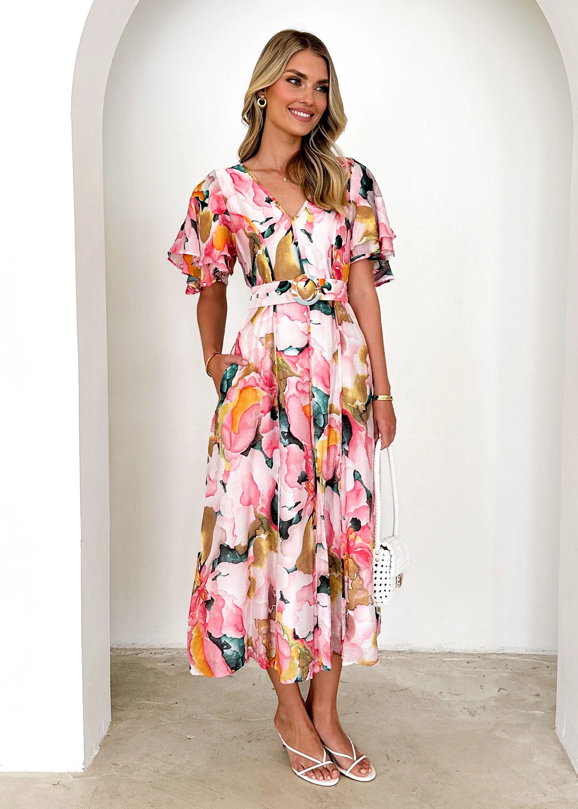 Callie Midi Dress - Geranium Pink sold by Gingham & Heels product image thumbnail 5