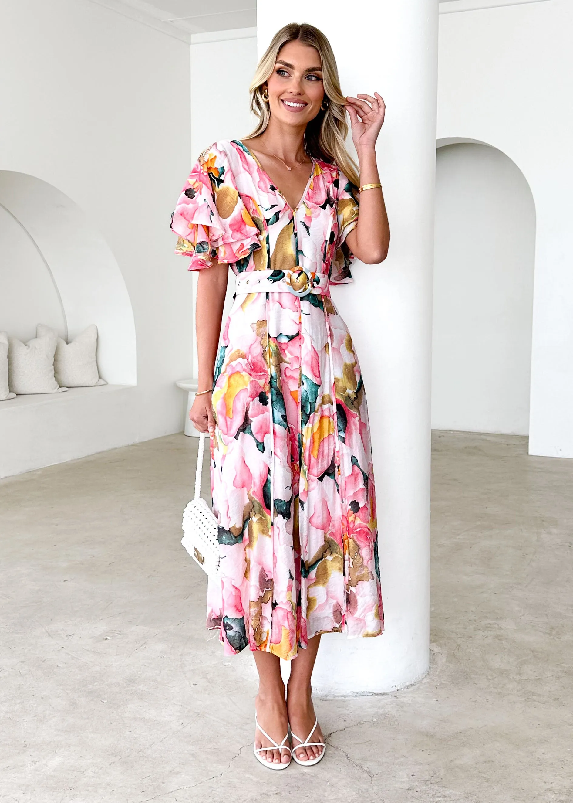 Callie Midi Dress - Geranium Pink sold by Gingham & Heels product image thumbnail 3