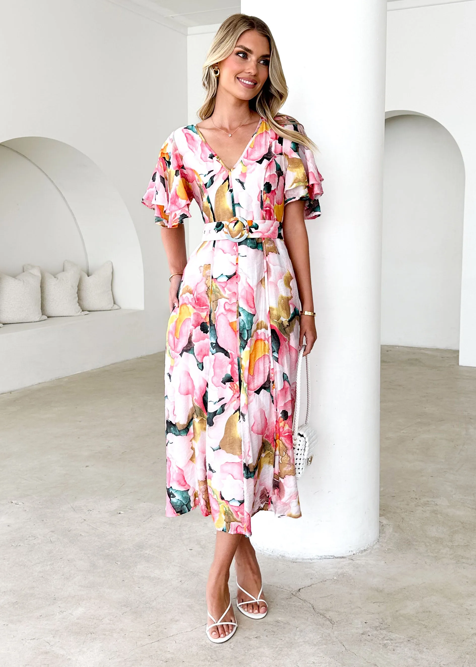 Callie Midi Dress - Geranium Pink sold by Gingham & Heels product image thumbnail 2