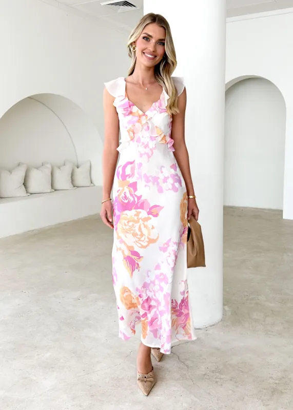 Kaleyah Midi Dress - Pink Floral sold by Gingham & Heels