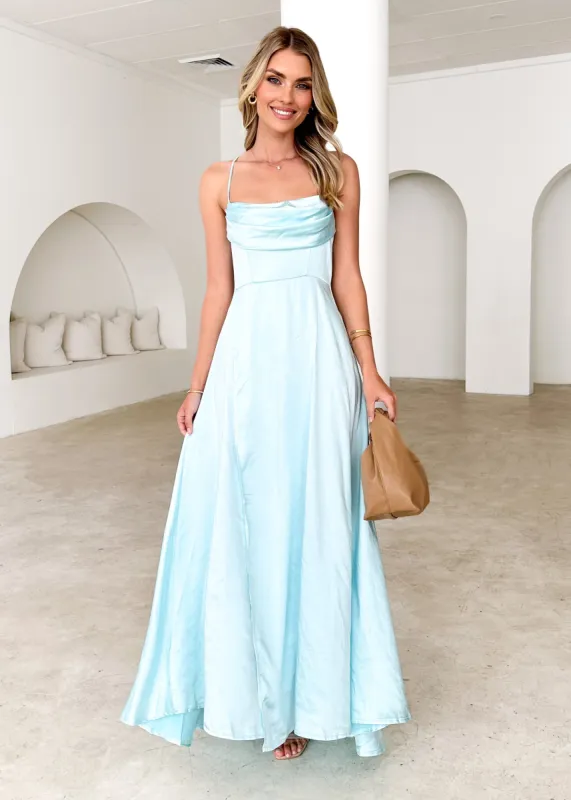 Mahala Maxi Dress - Ice Blue sold by Gingham & Heels