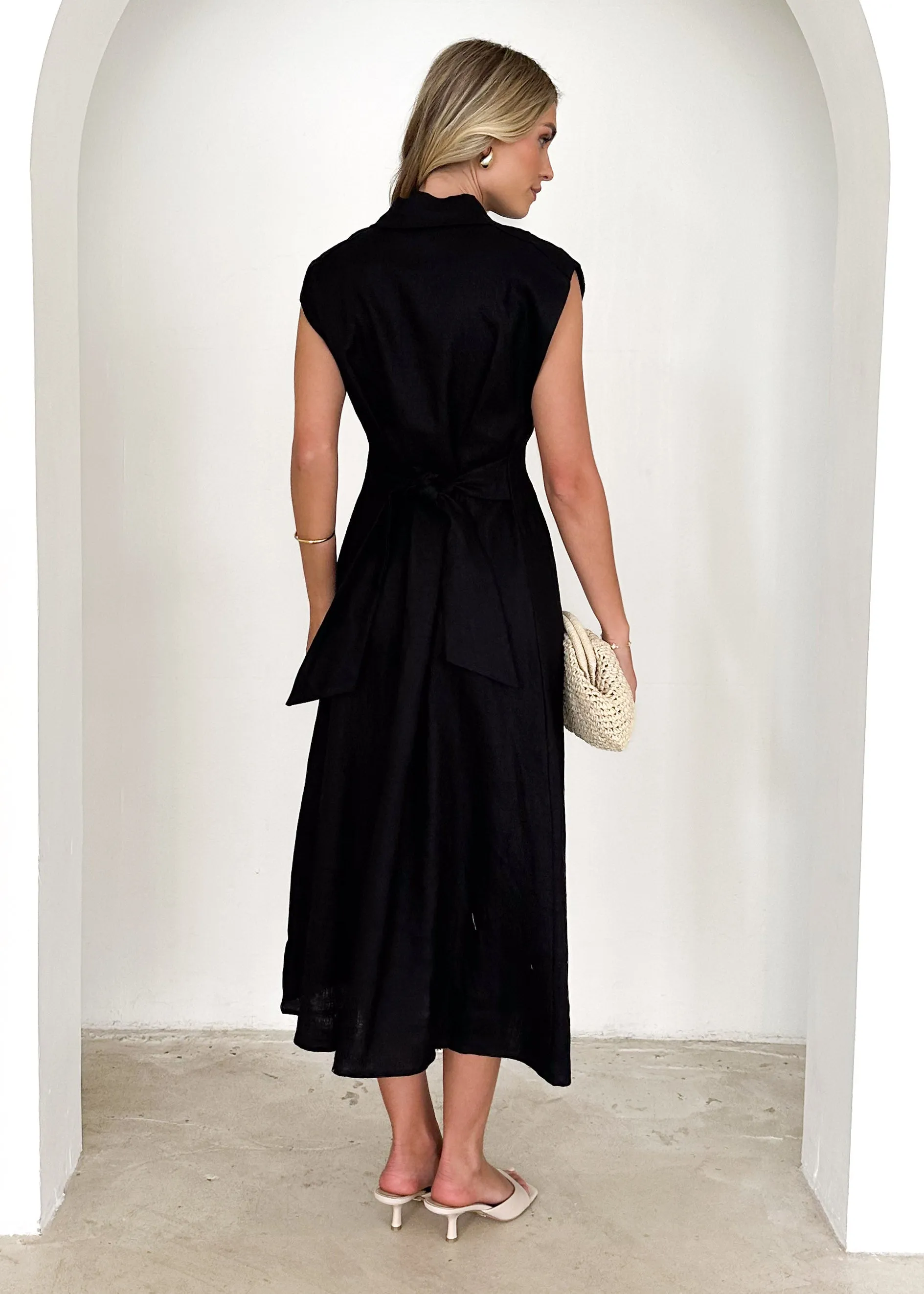 Makari Linen Midi Dress - Black sold by Gingham & Heels product image thumbnail 5