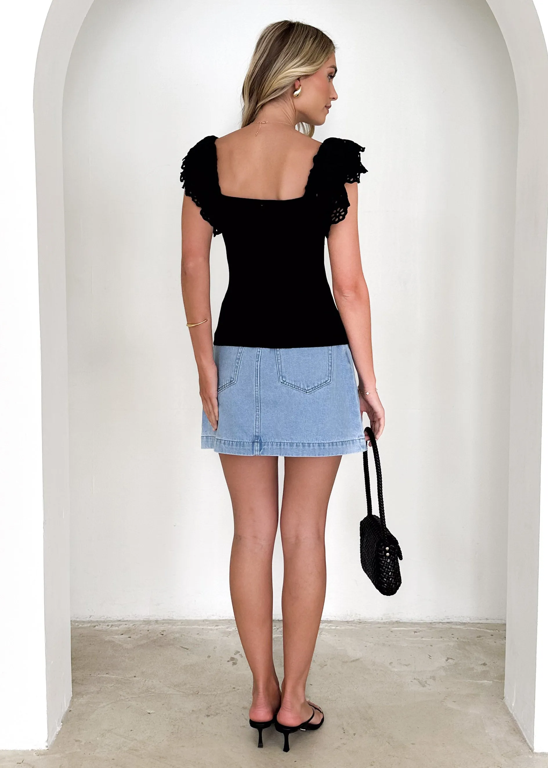 Sabine Denim Skirt - Light Blue sold by Gingham & Heels product image thumbnail 5