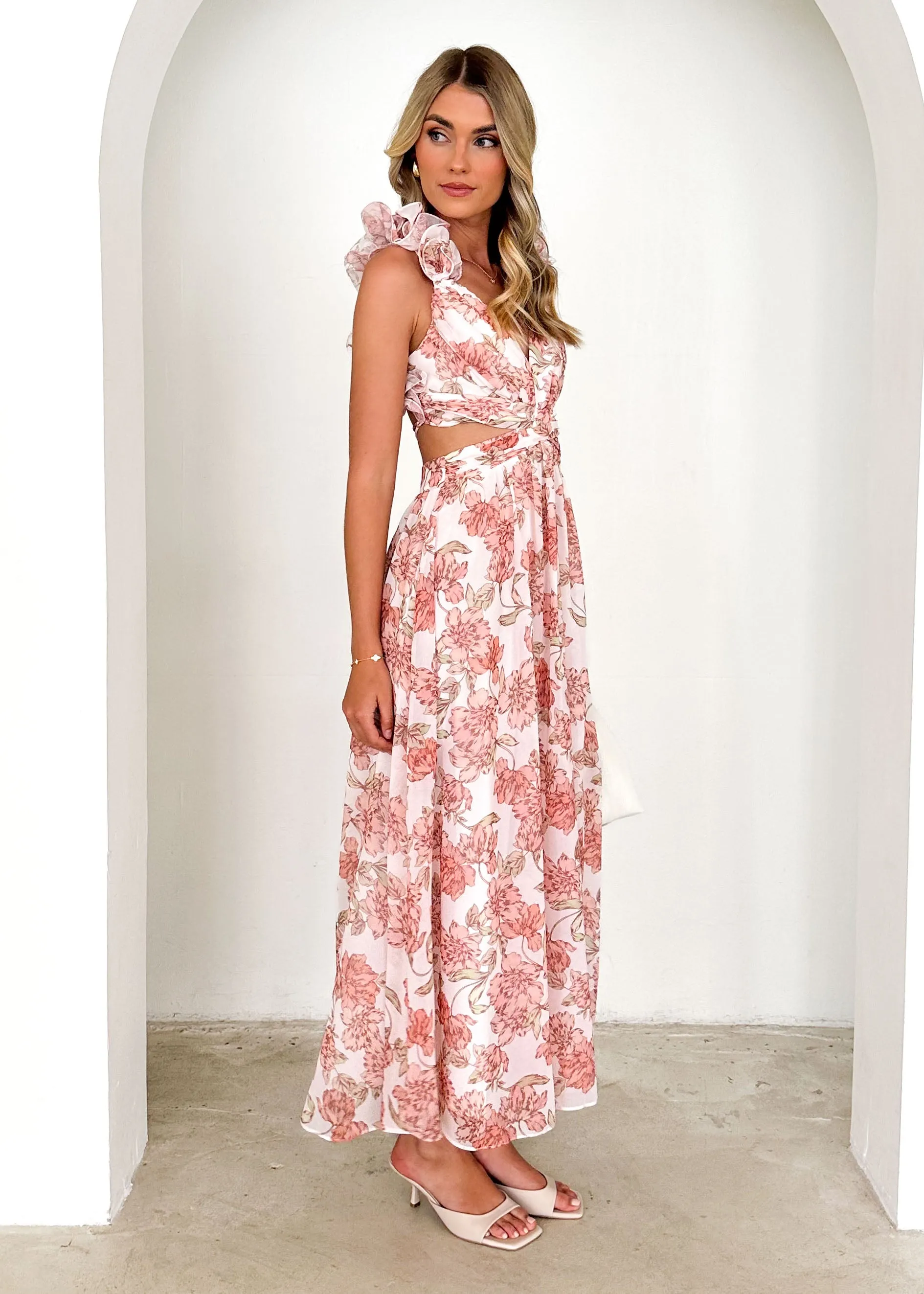 Elba Maxi Dress - Peach Floral sold by Gingham & Heels product image thumbnail 4