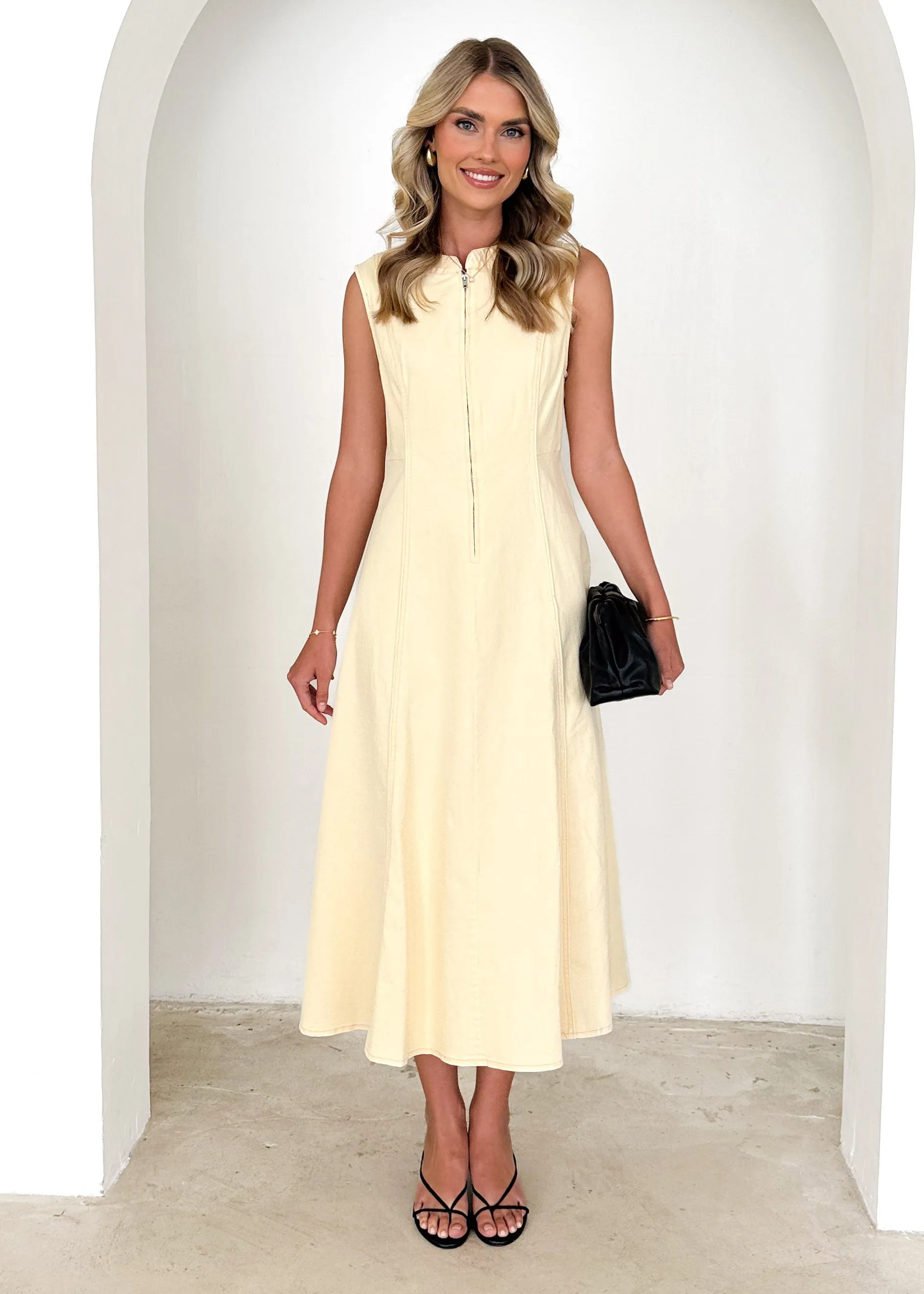 Cameo Midi Dress - Lemon sold by Gingham & Heels product image thumbnail 2