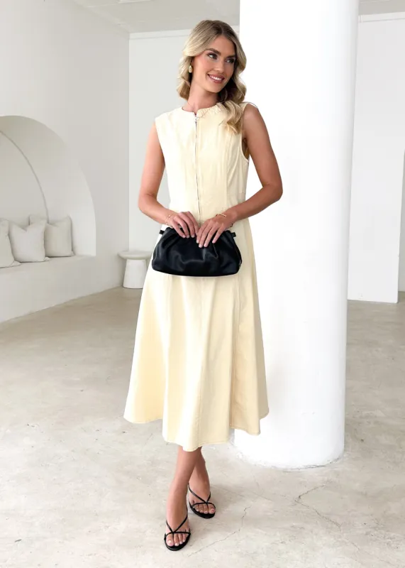 Cameo Midi Dress - Lemon sold by Gingham & Heels