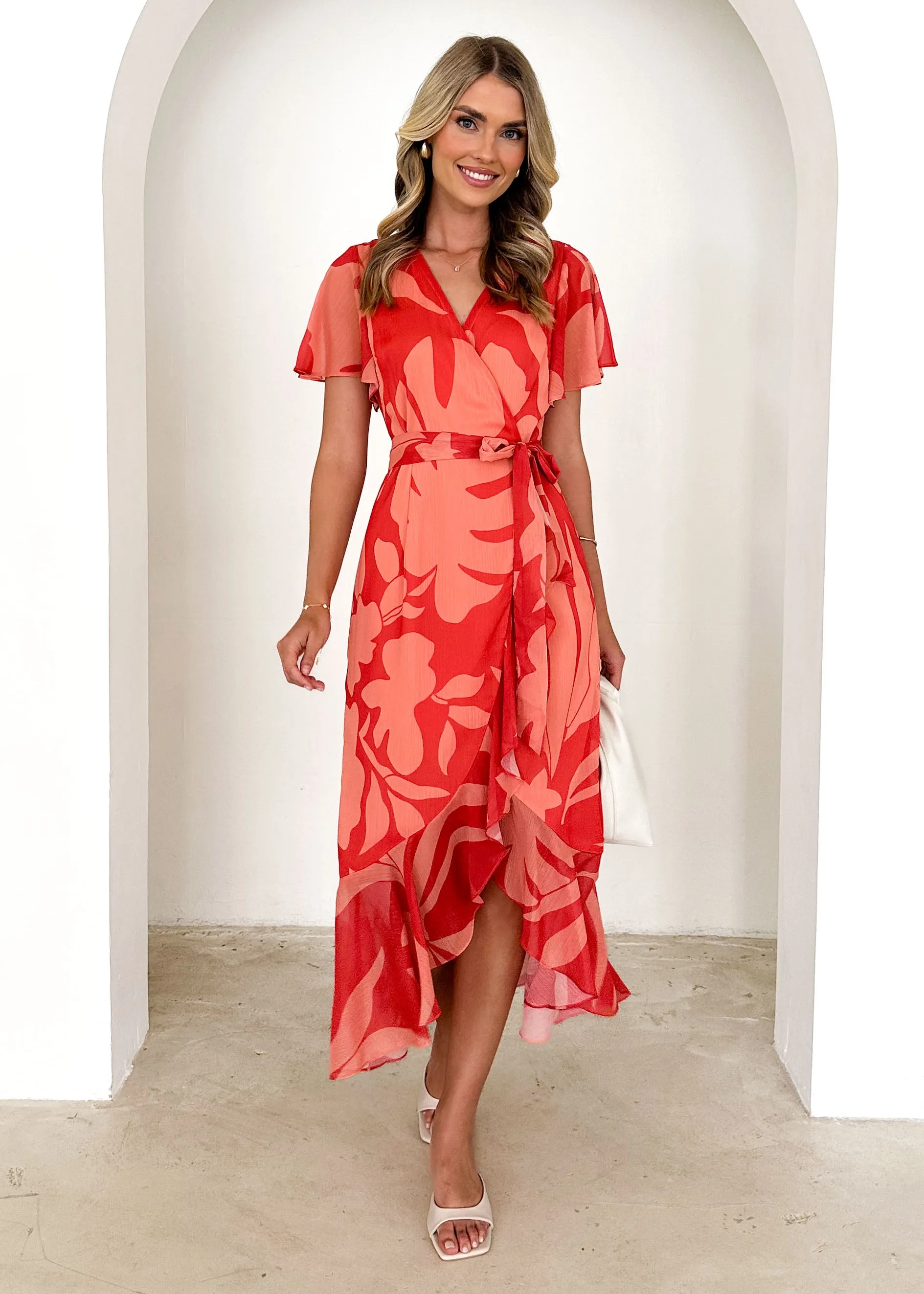 Daisy Midi Dress - Coral Floral sold by Gingham & Heels product image thumbnail 3