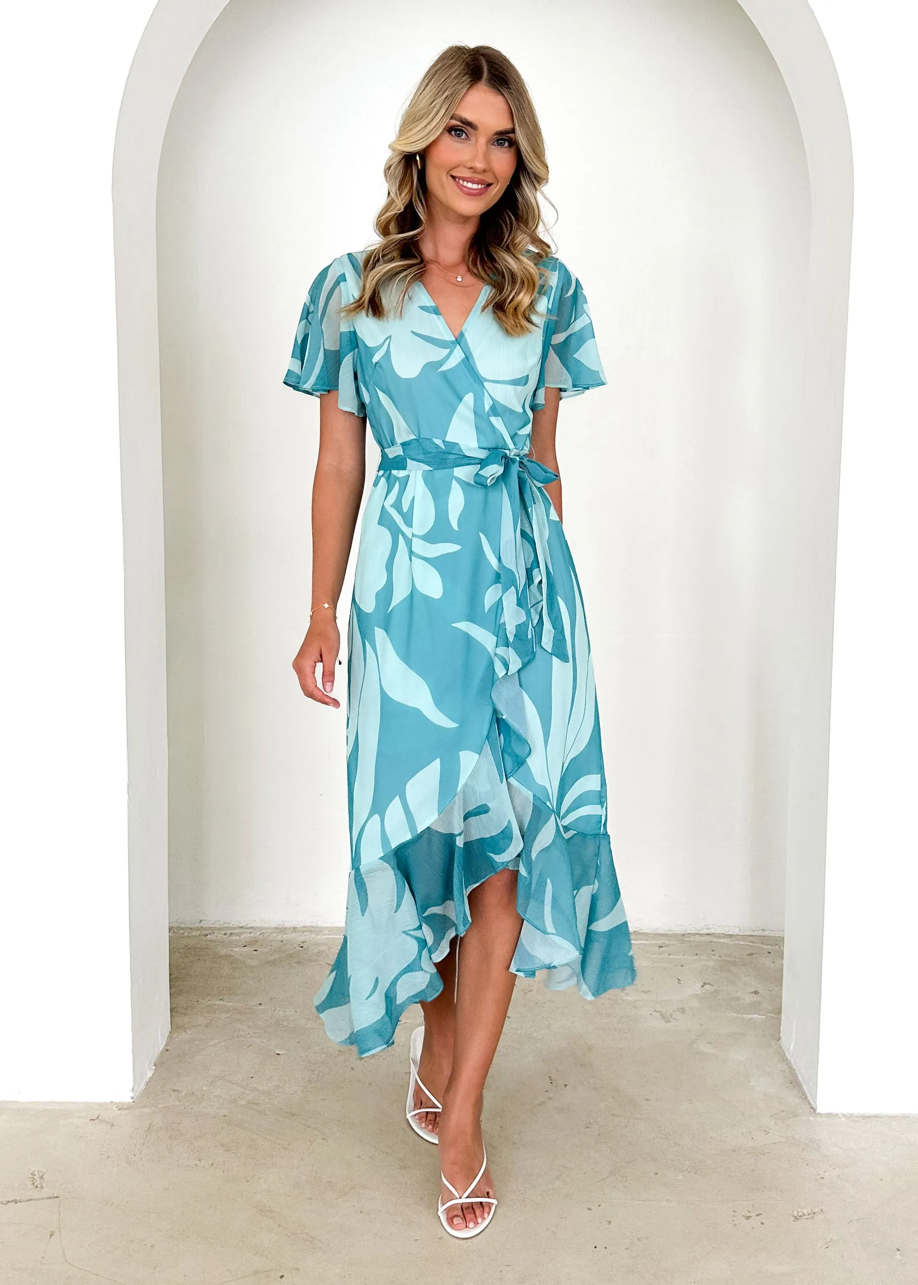 Daisy Midi Dress - Teal Floral sold by Gingham & Heels product image thumbnail 3