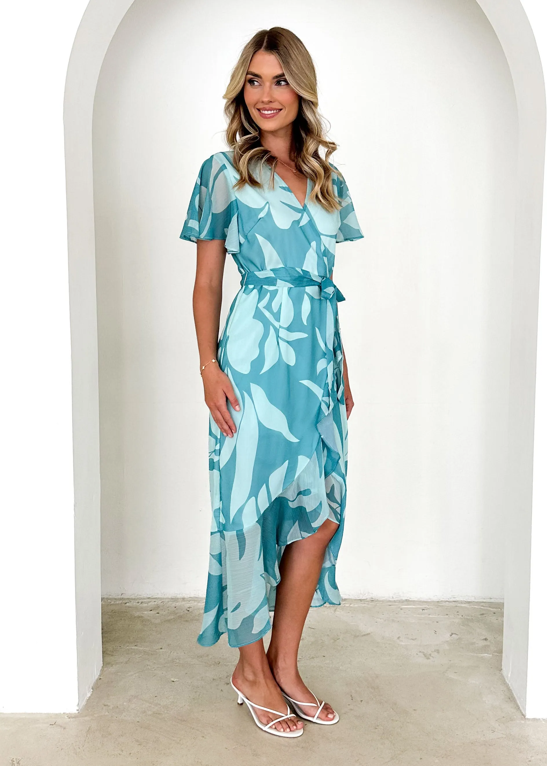 Daisy Midi Dress - Teal Floral sold by Gingham & Heels product image thumbnail 4